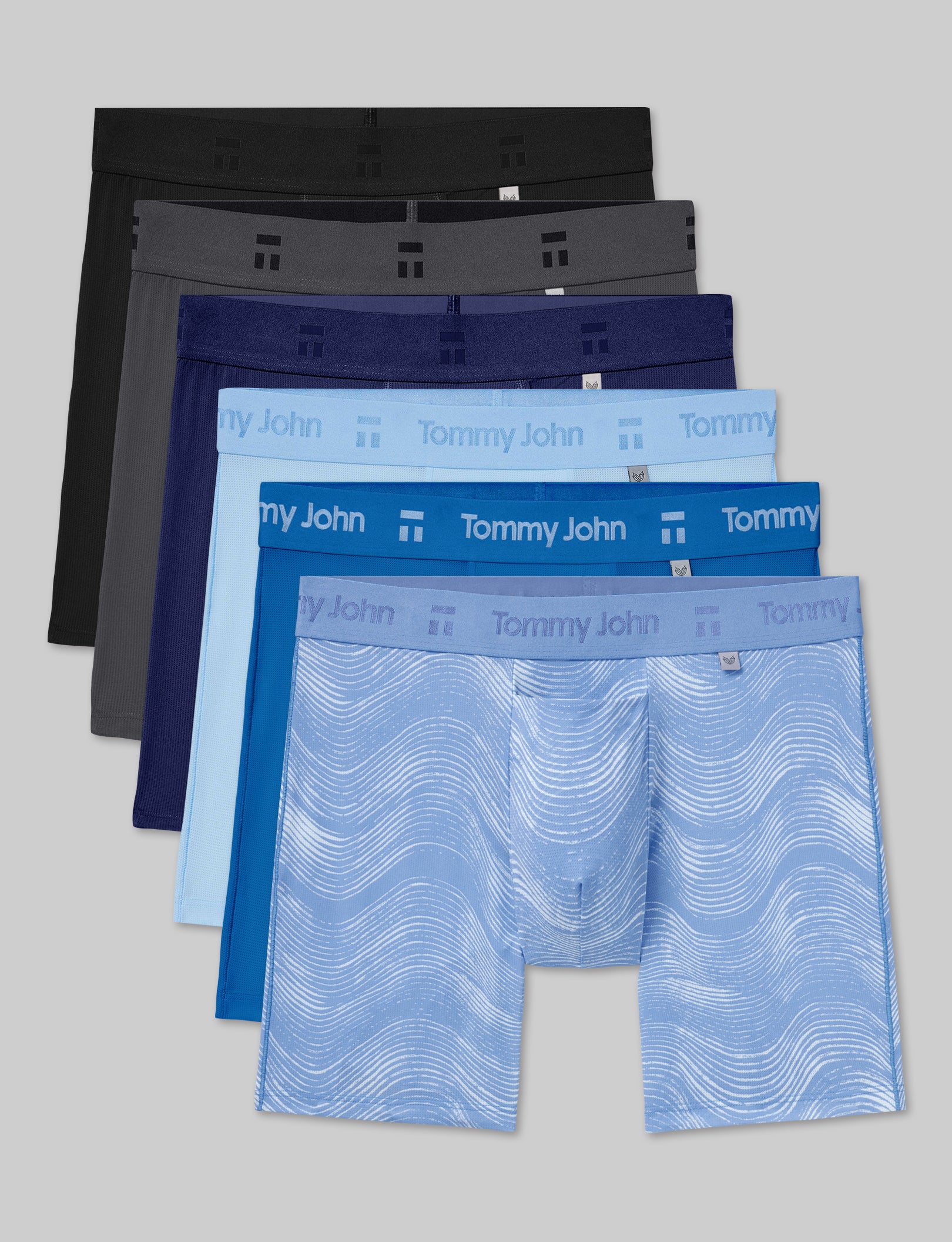 **Men's Air Mid-Length Boxer Briefs (6-Pack) - Breathable & Comfortable Underwear for Everyday Wear, Workout, and Travel**