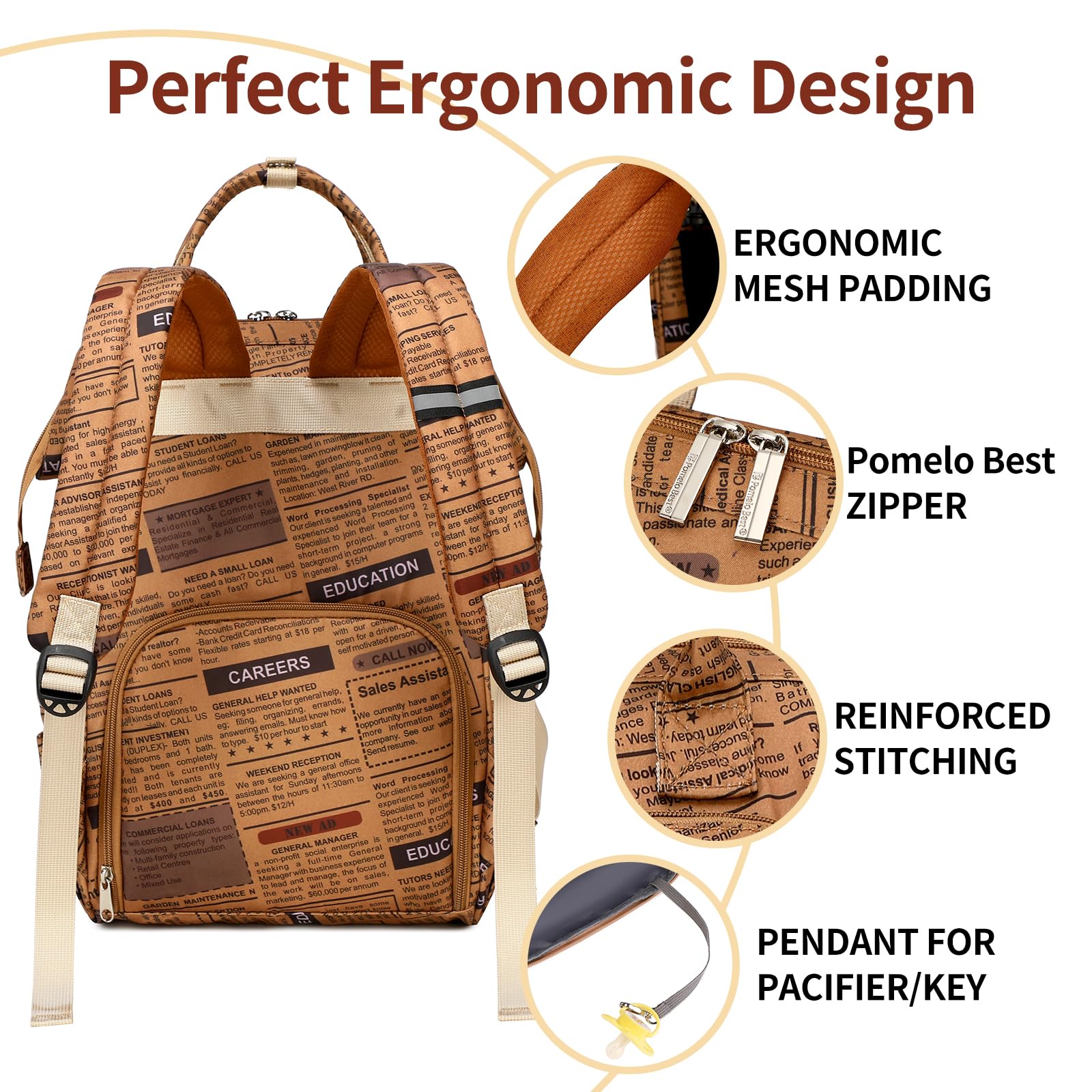 Pomelo Best Baby Changing Backpack - Large Capacity Waterproof Diaper Bag with Changing Mat, Stylish Macaron Design for Travel & On-the-Go Parents | Perfect for Daycare, Air Travel & Family Outings