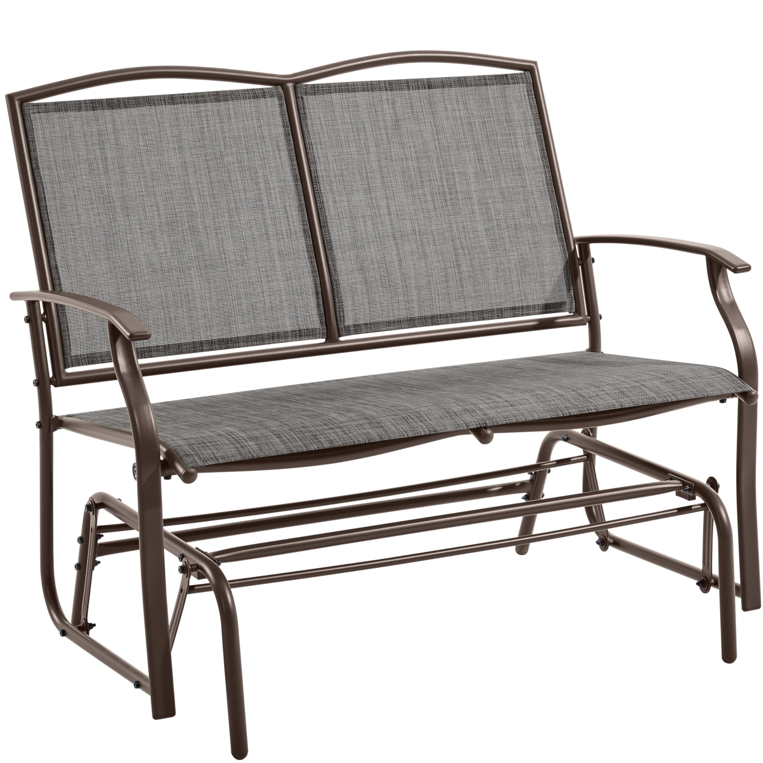 Yaheetech 2-Person Outdoor Glider Bench - Heavy Duty Steel Frame Patio Rocking Chair for Backyard, Garden, Porch, Poolside - Weather-Resistant Gray Loveseat | Perfect for Relaxing, Reading & Enjoying Outdoor Breezes