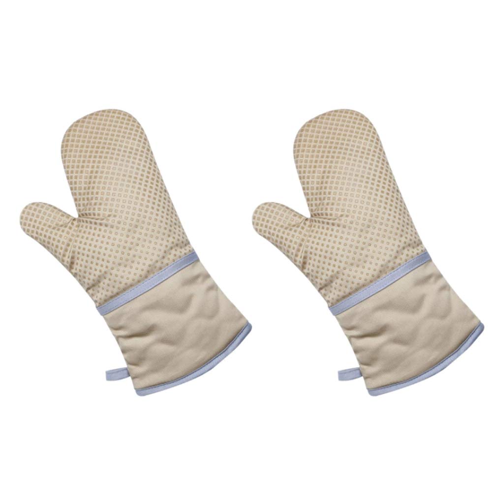 Heat-Resistant Silicone Oven Gloves - 1 Pair Anti-Scalding Insulated Baking Gloves for Kitchen, BBQ & Grilling - Perfect for Baking, Cooking & Handling Hot Cookware (Khaki)