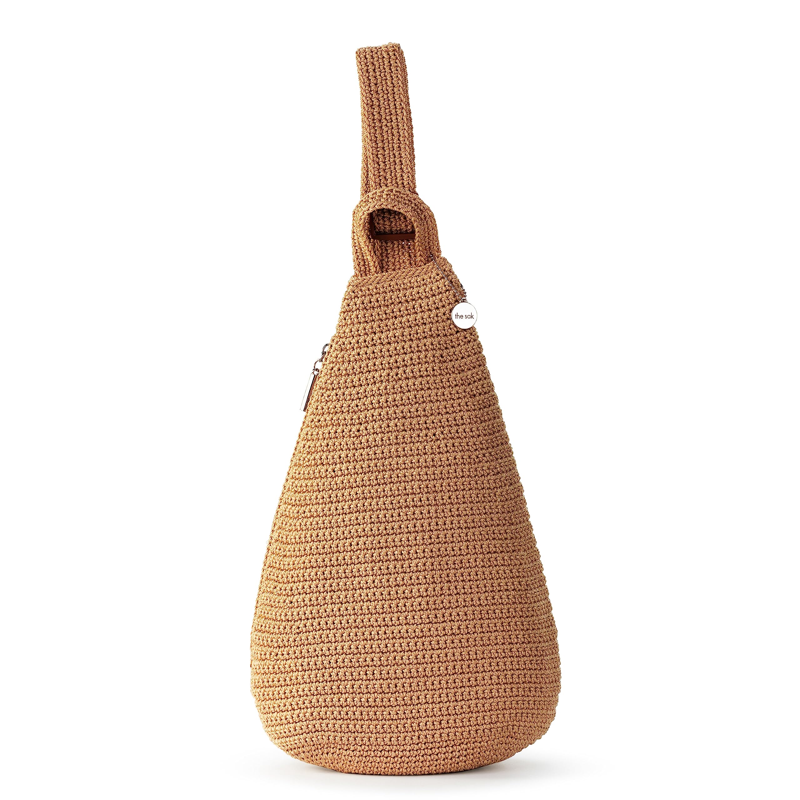 The Sak Geo Sling Backpack - Crochet Crossbody Bag with Adjustable Bamboo Shoulder Strap | Perfect for Travel, Hiking & Everyday Use