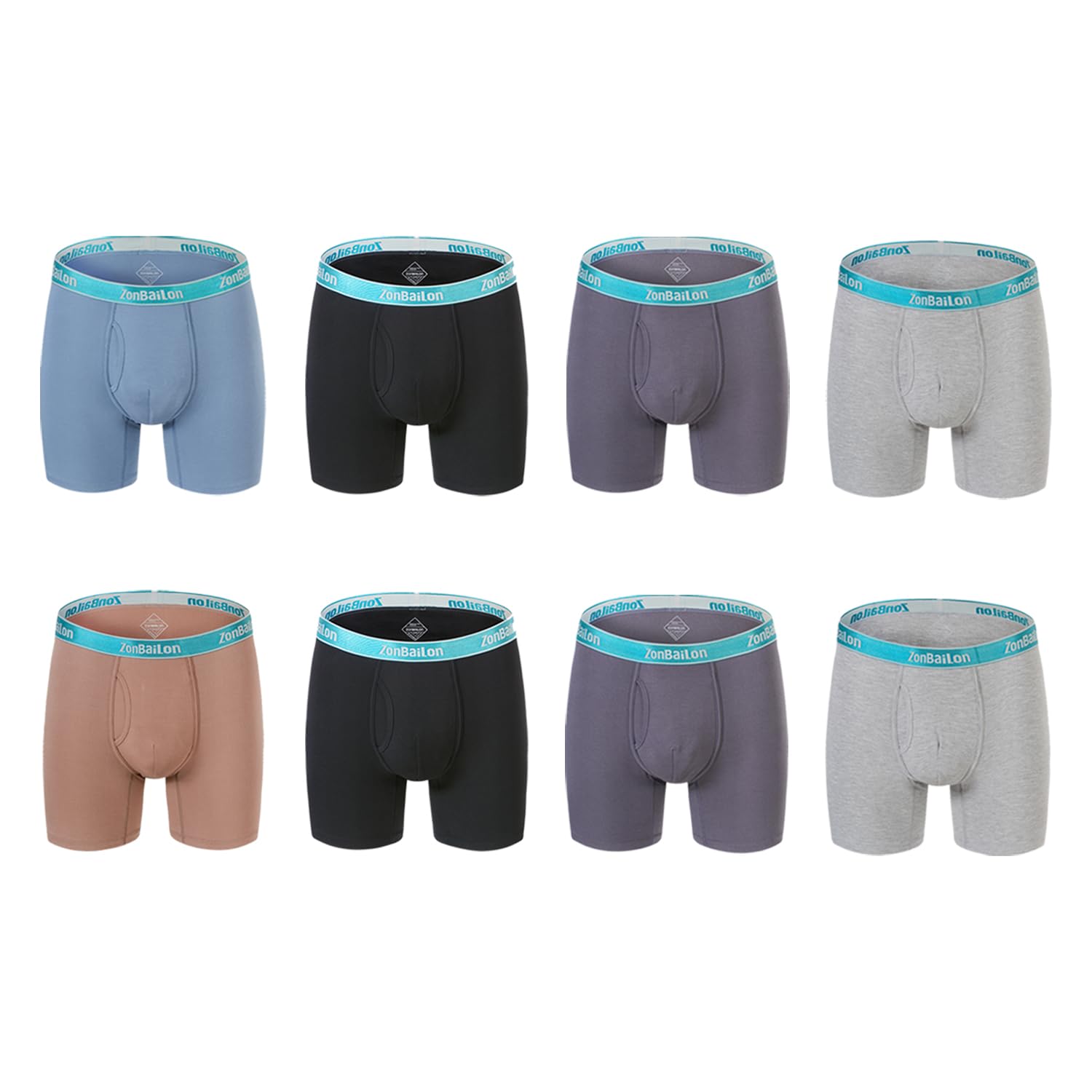 **ZONBAILON Men's Boxer Briefs with Open Fly & Bulge Pouch - Soft Breathable Underwear for Workout, Travel & Everyday Comfort**