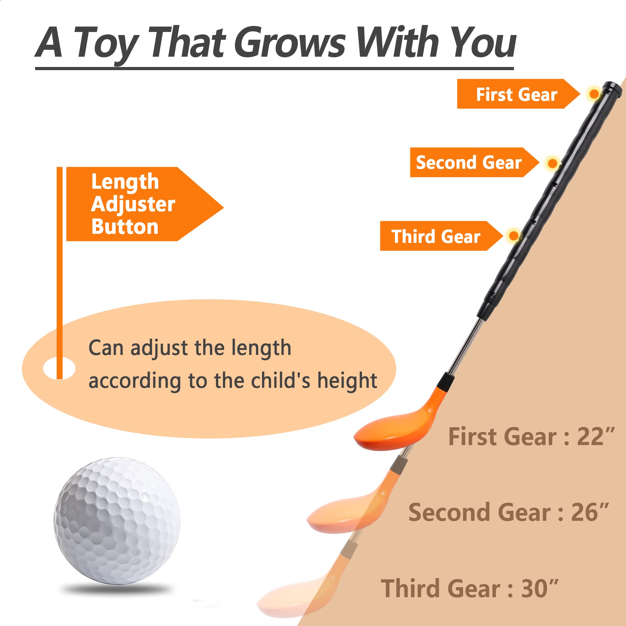 iPlay iLearn Kids Golf Toys Set with Left & Right Club Head - Outdoor Sports Toy for Boys & Girls Ages 3-8 - Indoor/Backyard Golf Ball Game for Toddlers - Active Exercise Toy & Birthday Gift for 4-8 Year Olds - Perfect for Yard Play, Birthday Parties & Preschool Physical Development