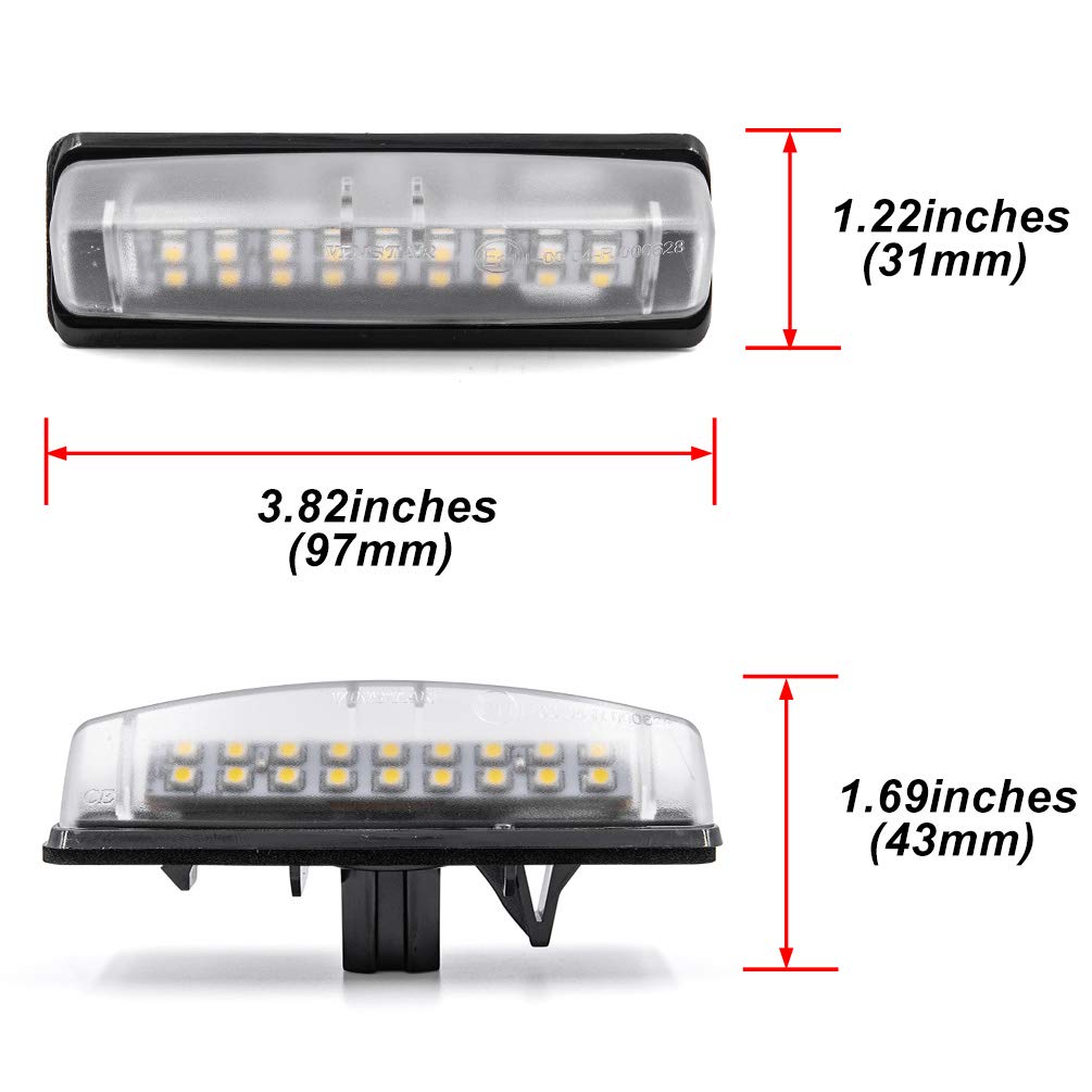 NJSBYL LED License Plate Lights for Toyota Camry Prius Echo Yaris Lexus IS300 GS300 GS400 GS430 ES300 ES330 RX330 RX350 - Xenon White Error-Free Canbus LED Rear License Plate Bulbs - Perfect for Night Driving & Enhanced Vehicle Appearance
