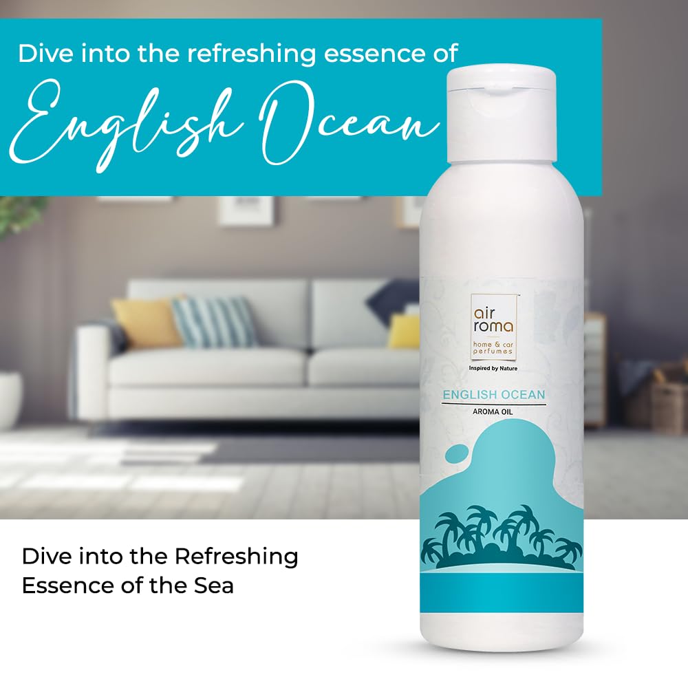Pure & Natural AIR-ROMA Aromatherapy Essential Oil Diffuser - 100ml English Ocean Scent for Home Fragrance, Meditation & Focus - Relaxing Essential Oils for Stress Relief, Yoga & Bedroom