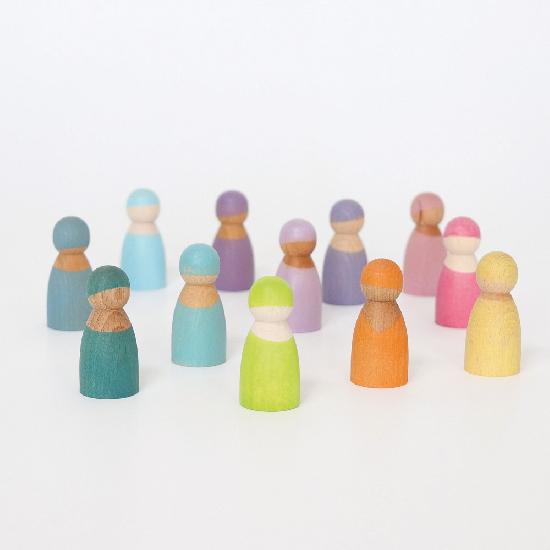 Grimms Friends Wooden Rainbow Stacking Toy for Kids - Montessori Educational Learning Blocks for Toddlers - Perfect for Sensory Play, Home Decor, and Creative Building Activities
