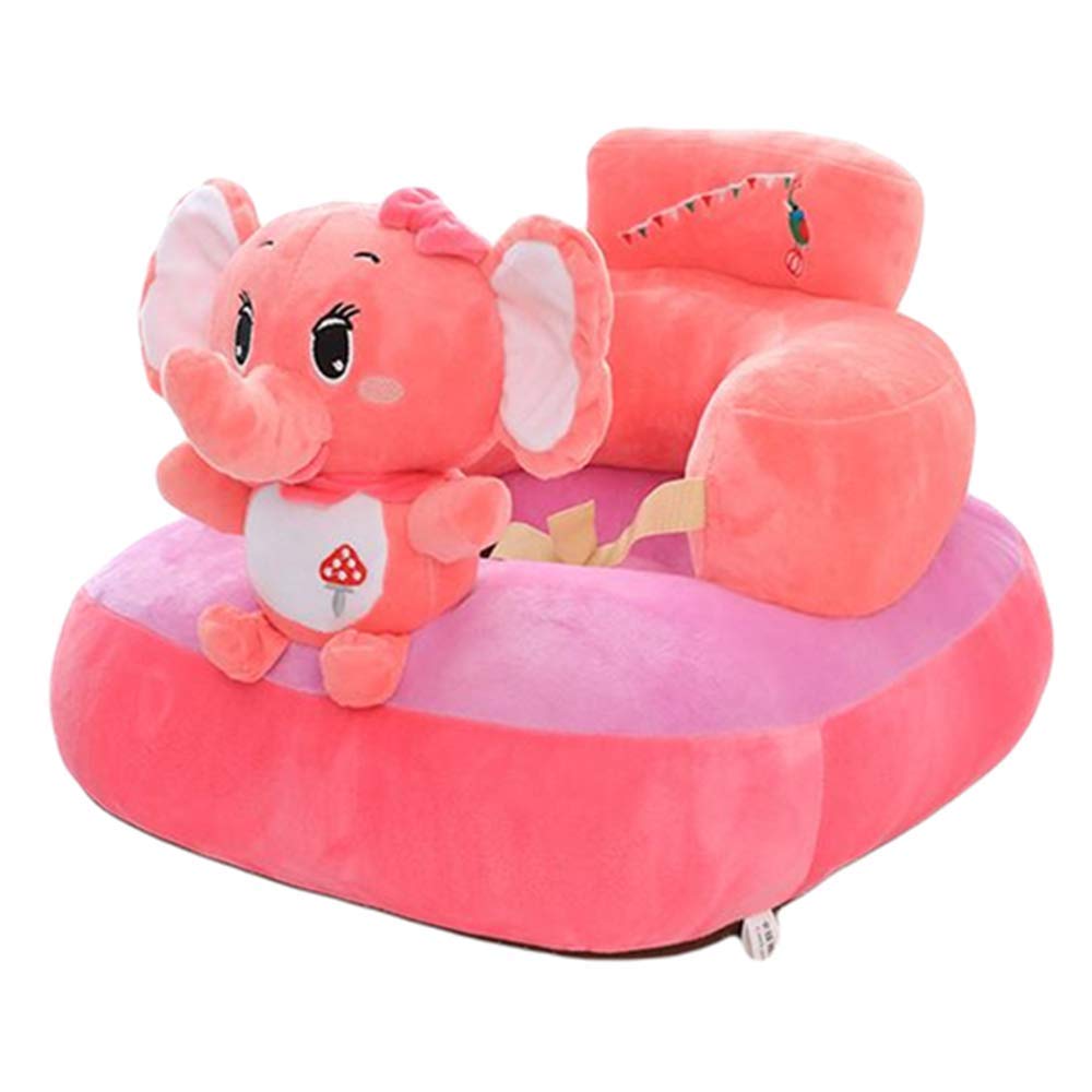Drop-Proof Plush Cartoon Children's Study Chair - Soft Baby Sofa Seat for Kindergarten & Home Playroom (Pink Elephant) | Perfect for Reading, Napping & Playtime