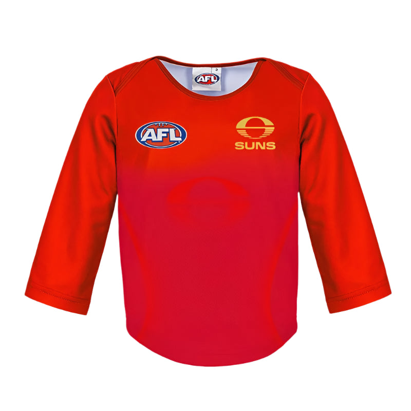 Burley Sekem Gold Coast Suns AFL Infant Long Sleeve Replica Jersey - Size 2 - Perfect for Game Day, Team Support & Fan Photos