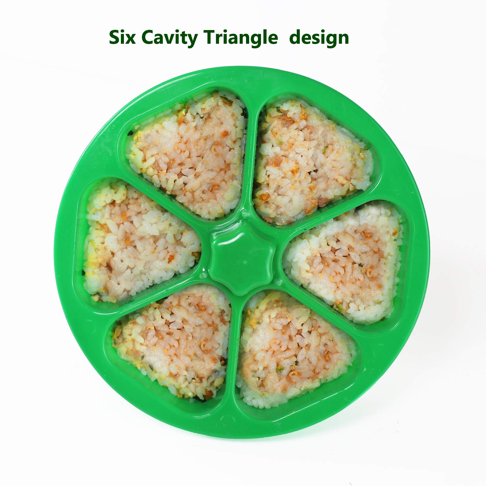 6-Cavity Triangle Sushi Mold - Non-Stick Onigiri Rice Ball Press Maker for Perfect Seaweed & Cilantro Rice Balls - Ideal for Home Cooking, Meal Prep & Japanese Bento Boxes
