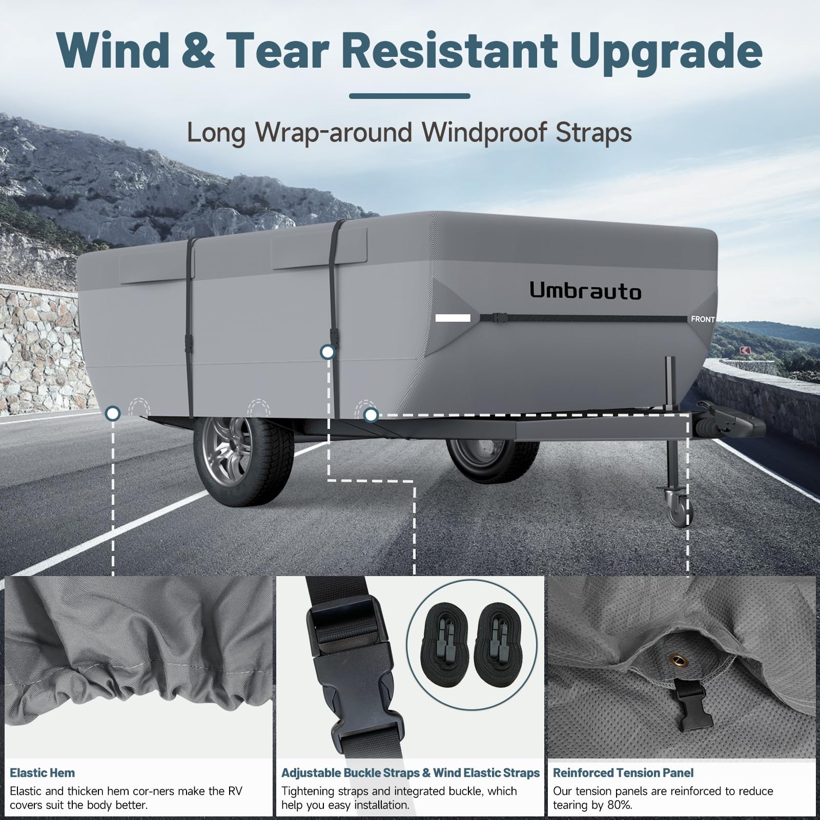Upgraded 7-Layer Waterproof Pop Up Folding Camper Cover for 12'-14' Trailers - Extra Thick Polypropylene Breathable Ripstop Tent Trailer Cover - Perfect for Camping, RV Trips & Outdoor Adventures