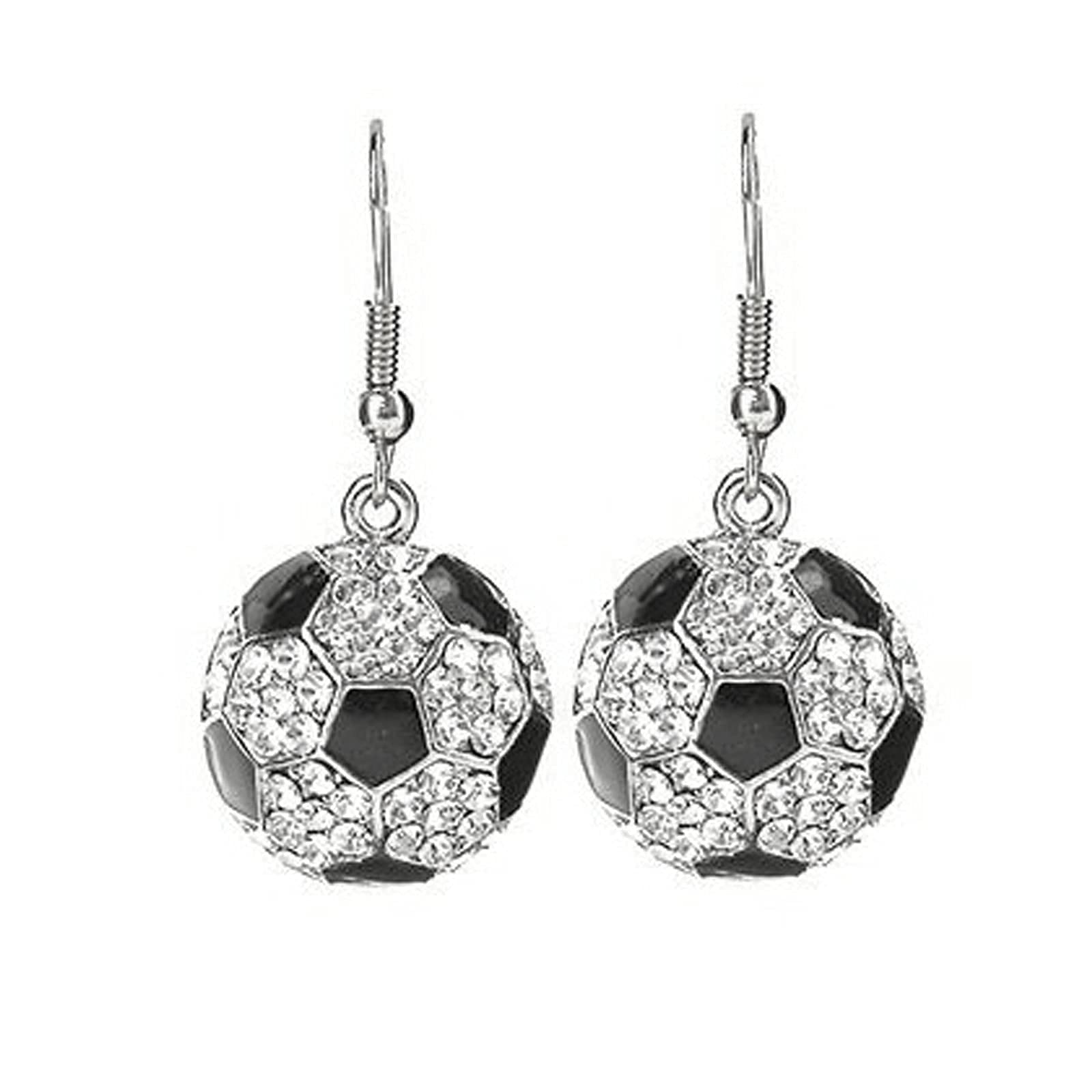 Sparkling Rhinestone Stud Drop Stackable Sports Earrings for Women - Basketball Volleyball Baseball Football Rugby Jewelry - Perfect for Games, Parties & Casual Wear