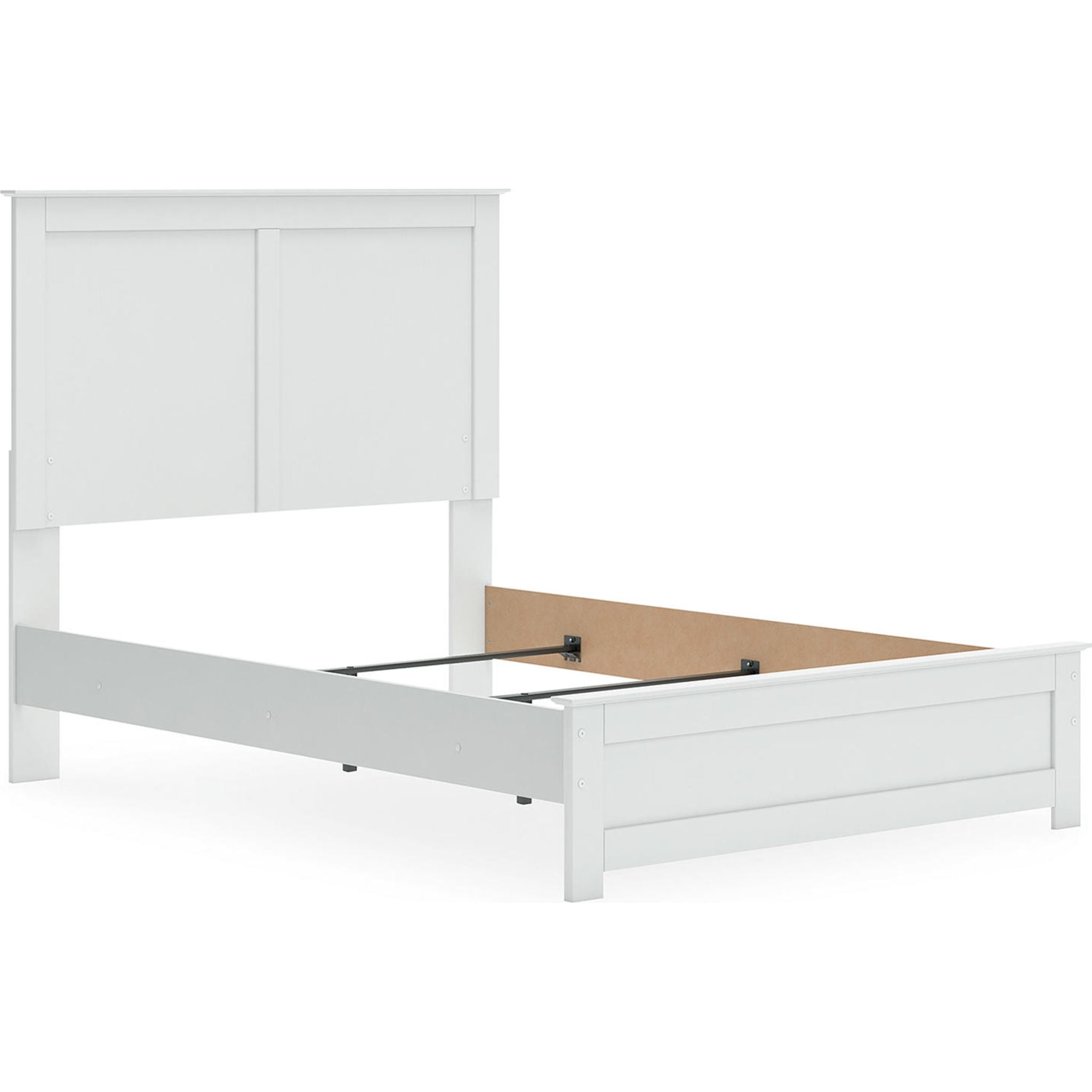 Bostwick Shoals Panel Bed - Queen Size White Wooden Bed Frame with Upholstered Headboard | Perfect for Modern Bedroom, Guest Room & Master Suite
