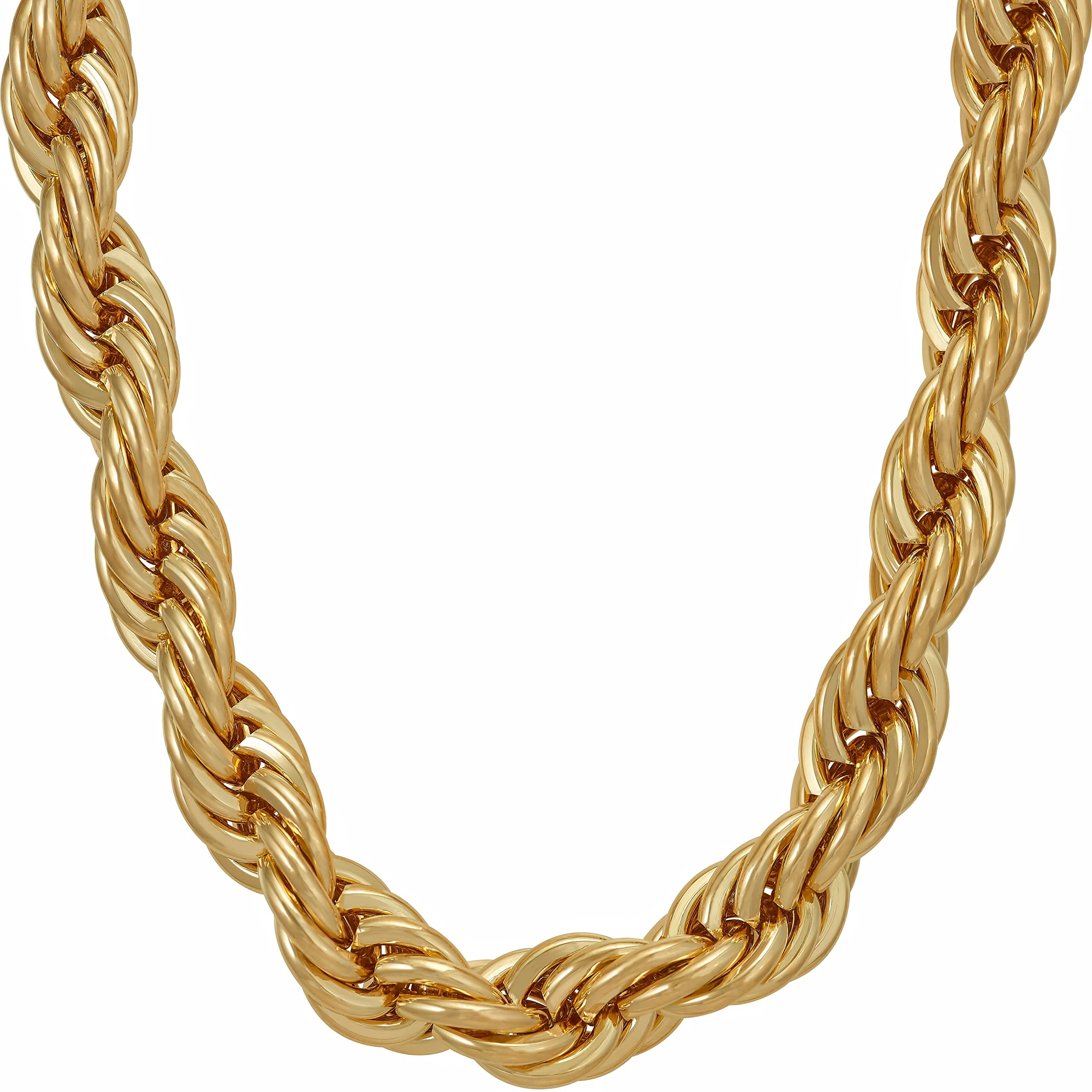 24K Real Gold Plated 9mm Rope Chain Necklace for Women & Men - Lifetime Jewelry for Everyday Wear, Gifts & Special Occasions