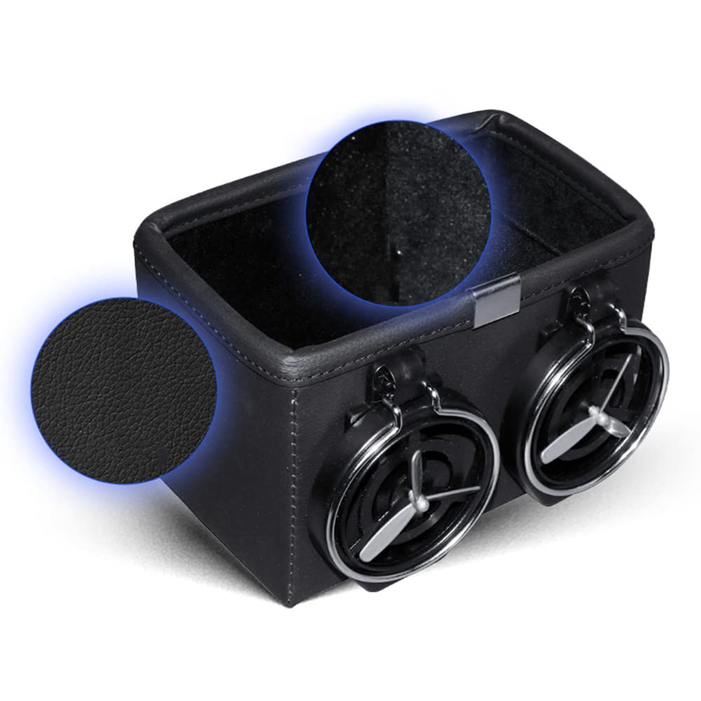 Large-Capacity Car Seat Organizer with 2 Foldable Cup Holders - Multifunctional Car Console Side Storage Box for Water Bottles, Phones, Wallets, Keys & More (Black) | Perfect for Road Trips, Commuting & Family Travel