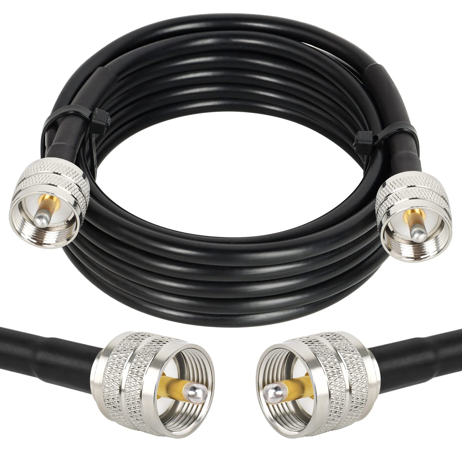 12ft RG8x UHF PL259 Male to Male Low Loss Coaxial Cable - High Performance CB Coax Cable for CB Radio, HAM Radio, VHF Radio, SWR Meter & Antenna Analyzer - Perfect for Amateur Radio, Mobile Installations & Signal Testing