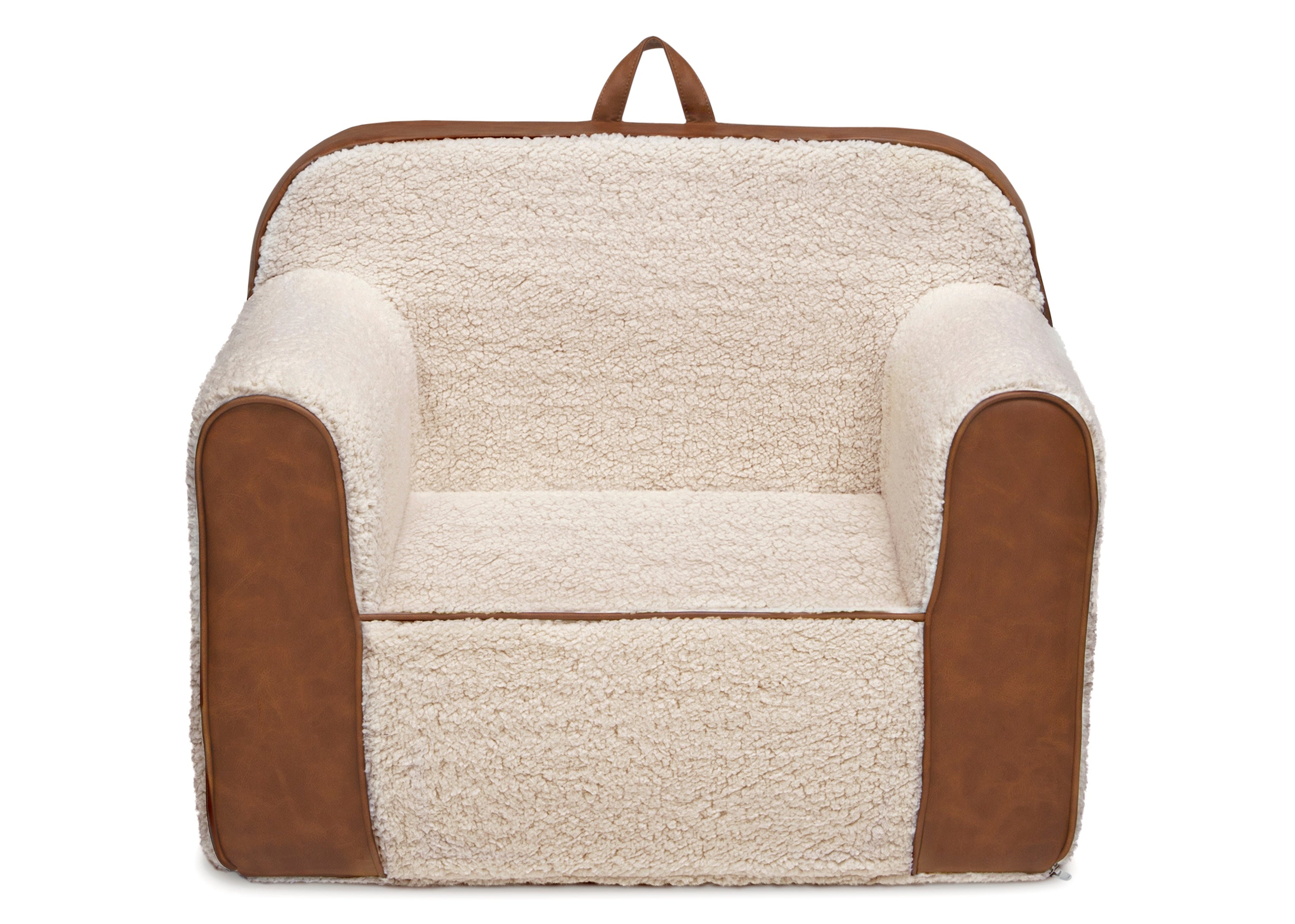 Cozy Sherpa & Faux Leather Kids Chair - Soft Plush Armchair for Children's Room, Playroom or Reading Nook - Perfect for Relaxing, Gaming & Study Time