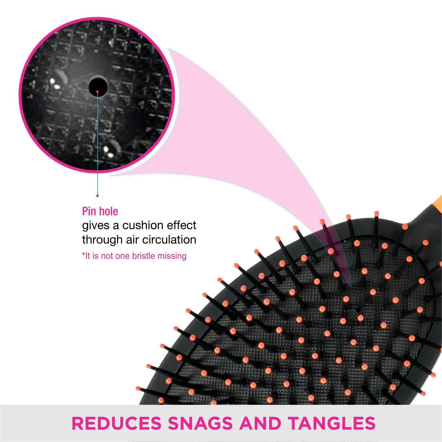 Vega Cushion Hair Brush with Sectioning Clip - India's No.1 Hair Brush Brand for Men & Women (E20-CB) - Perfect for Styling, Detangling & Smoothing Hair at Home or Salon