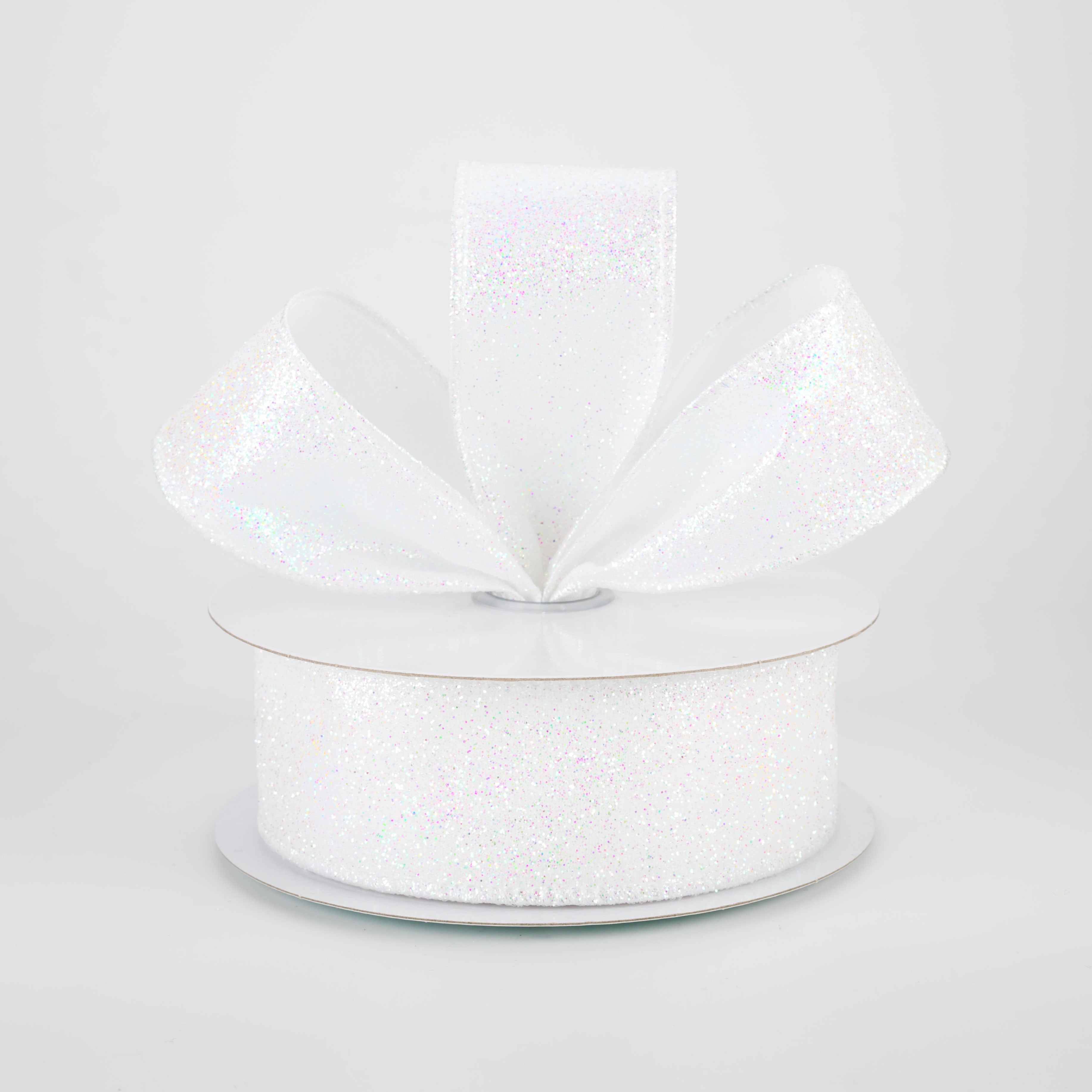 1.5 Inch Iridescent Glitter Satin Ribbon - White (10 Yards) for Gift Wrapping, Wedding Decorations, DIY Crafts & Hair Bows