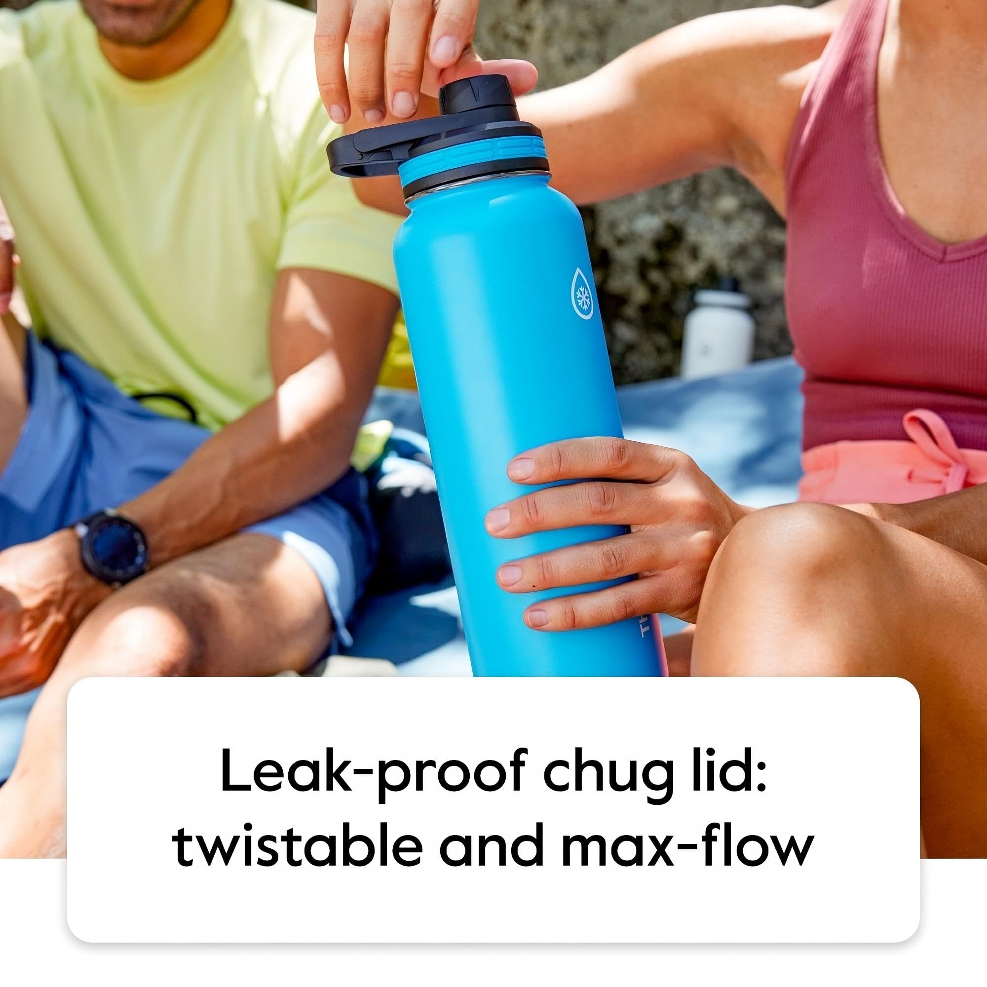 ThermoFlask 40oz Stainless Steel Insulated Water Bottle with Spout Lid - Double Wall Vacuum Insulation, BPA-Free, Leak Proof - 2 Pack (Midnight/Stone) - Perfect for Gym, Hiking, Travel & Outdoor Activities