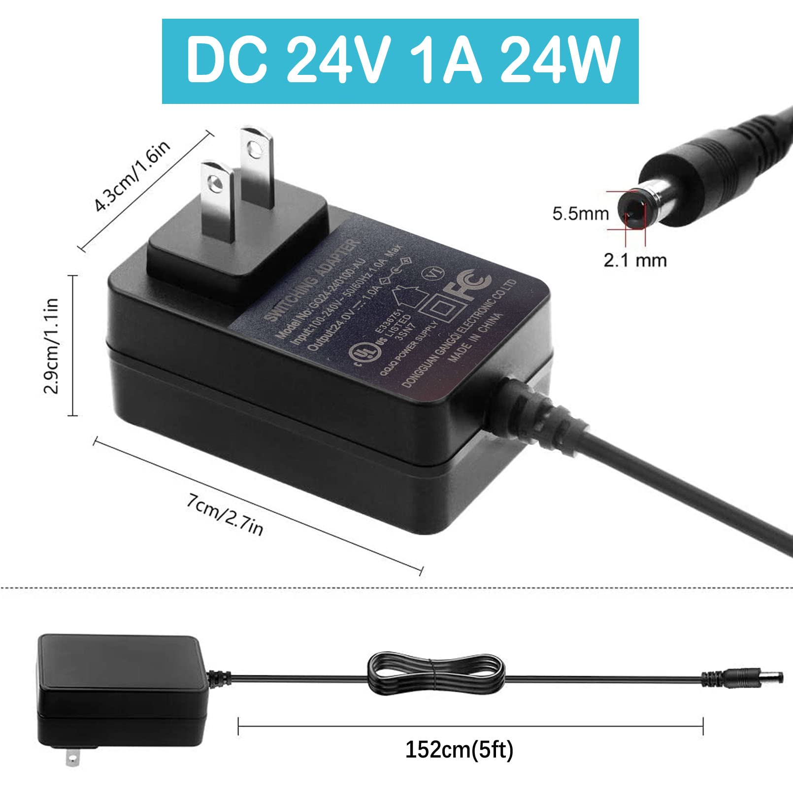 24V 1A Massage Gun Charger - DC Power Cord for Muscle Recovery & Deep Tissue Massage - Compatible with 25.2V Massage Guns - Perfect for Home Gym, Physical Therapy & Post-Workout Relaxation