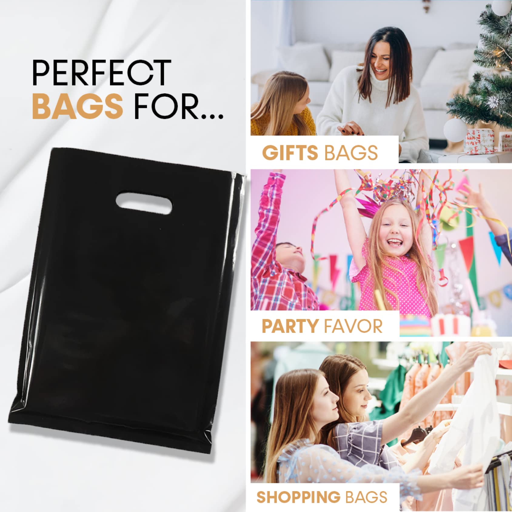 Premium Merchandise Bags with Die-Cut Handles - Heavy Duty, Tear Resistant & Durable Shopping Bags for Retail Stores, Boutiques & Events - 15