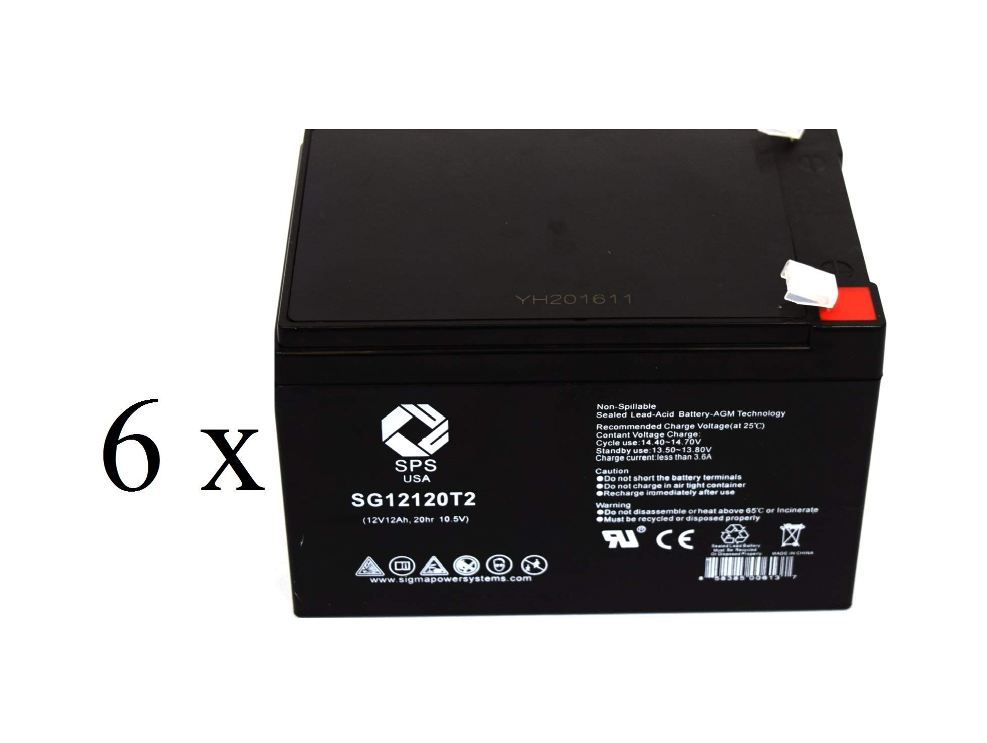 SPS Brand 12V 12Ah Replacement Battery for APC Back-UPS 650M, BK650MI, BK650MUS UPS - 6 Pack - Power Backup for Home & Office Electronics, Computers, Routers, and Network Equipment