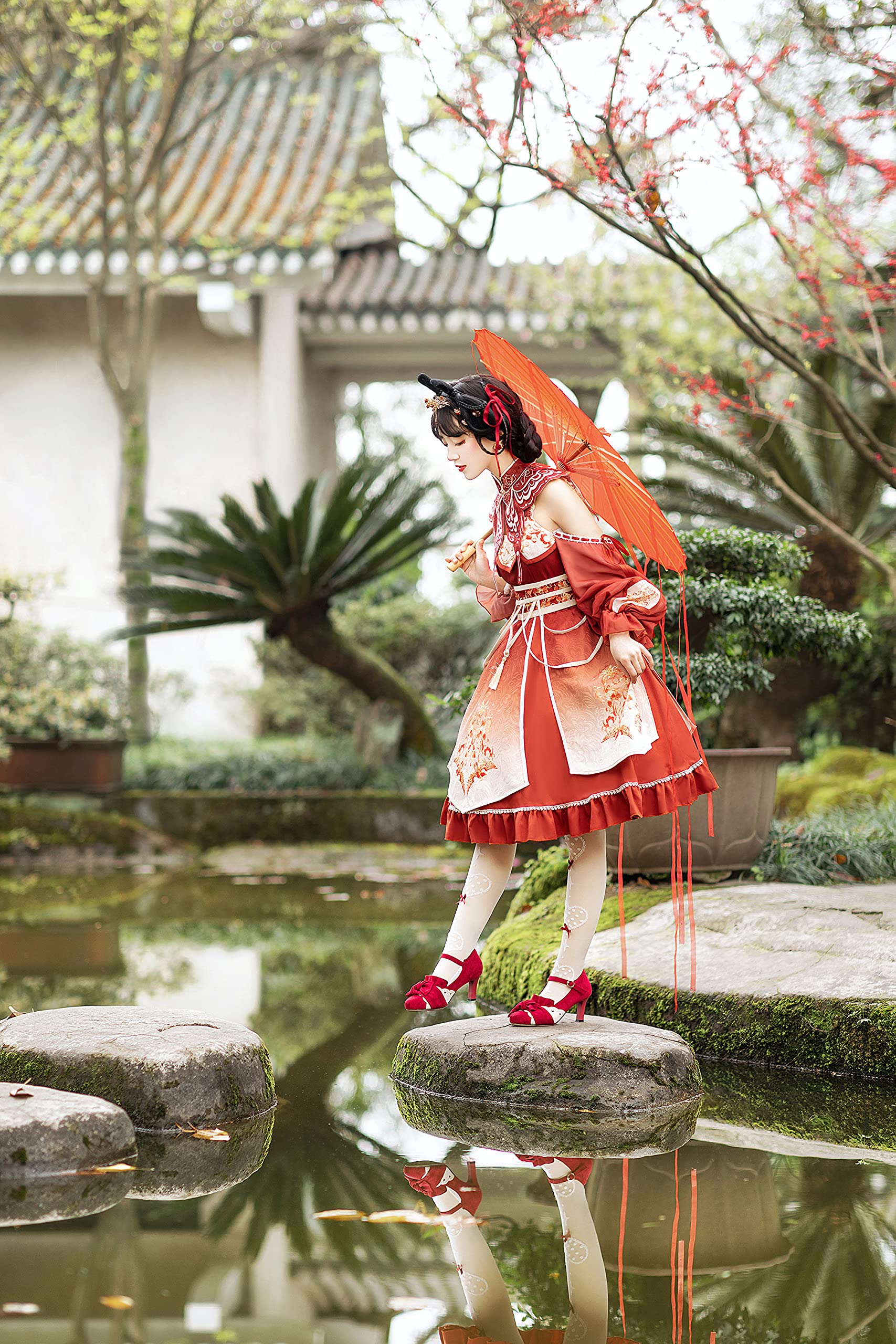 Plus Size Lolita Dress - Red Sweet Victorian Princess Dress for Women | Kawaii Fashion & Cosplay Costume | Perfect for Tea Parties, Anime Conventions & Themed Events
