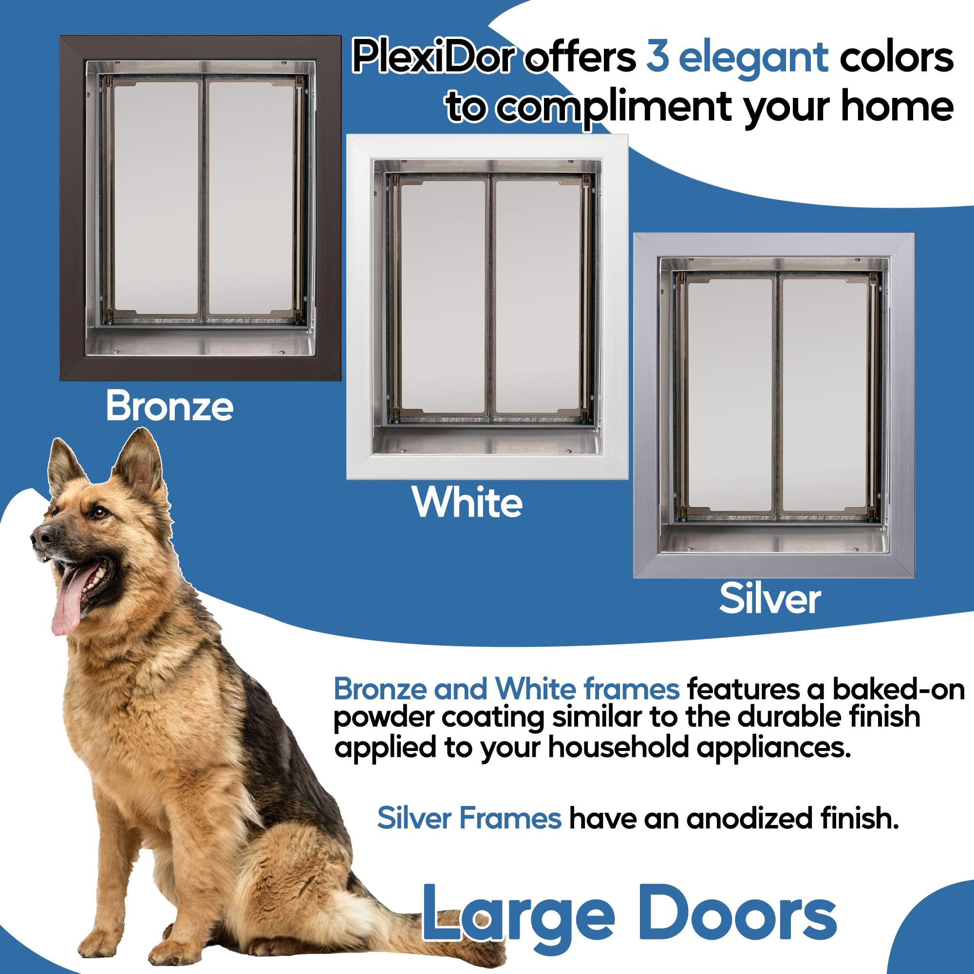 PlexiDor Heavy Duty Pet Door for Dogs & Cats - Large Wall Mounted Dog Door with Lock & Key, Bronze - Perfect for Indoor/Outdoor Access, Home & Patio Use
