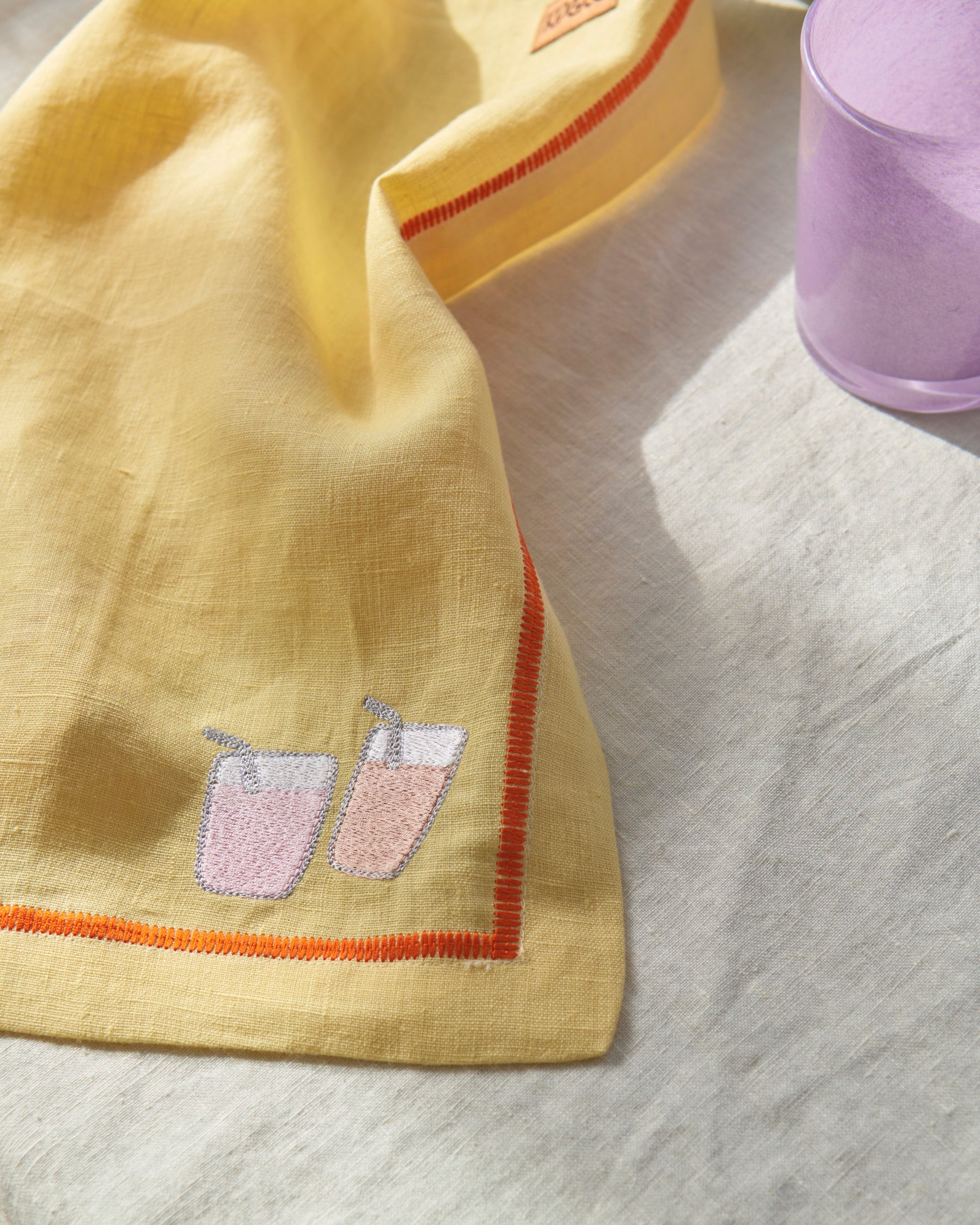 Breakfast Is Served Embroidered Linen 4-Piece Napkin Set - Elegant Table Linens for Brunch, Dinner Parties & Special Occasions