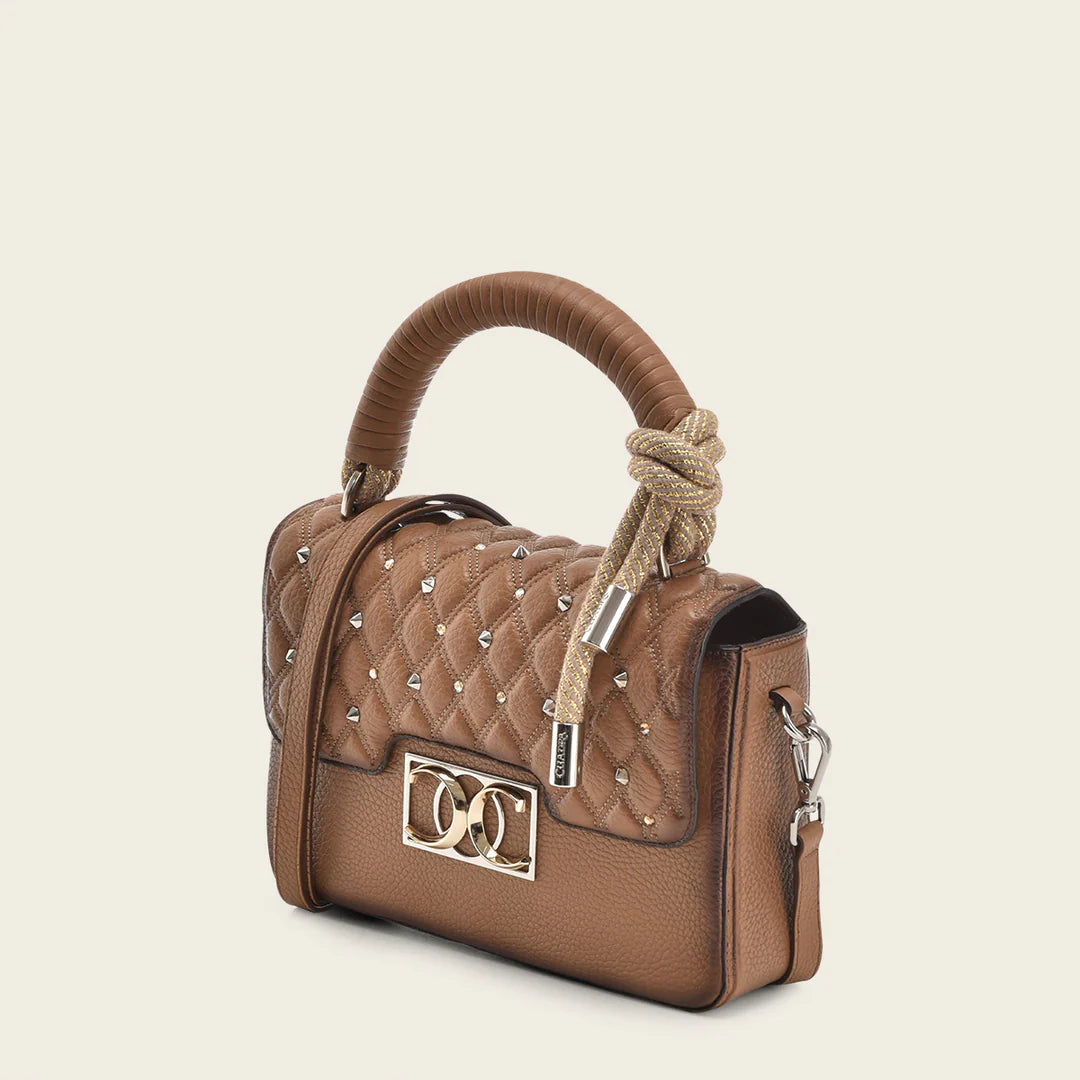 BODOURS Women's Western Style Cowhide Leather Crossbody Bag - Almond Brown Casual Handbag for Everyday Use, Travel & Shopping