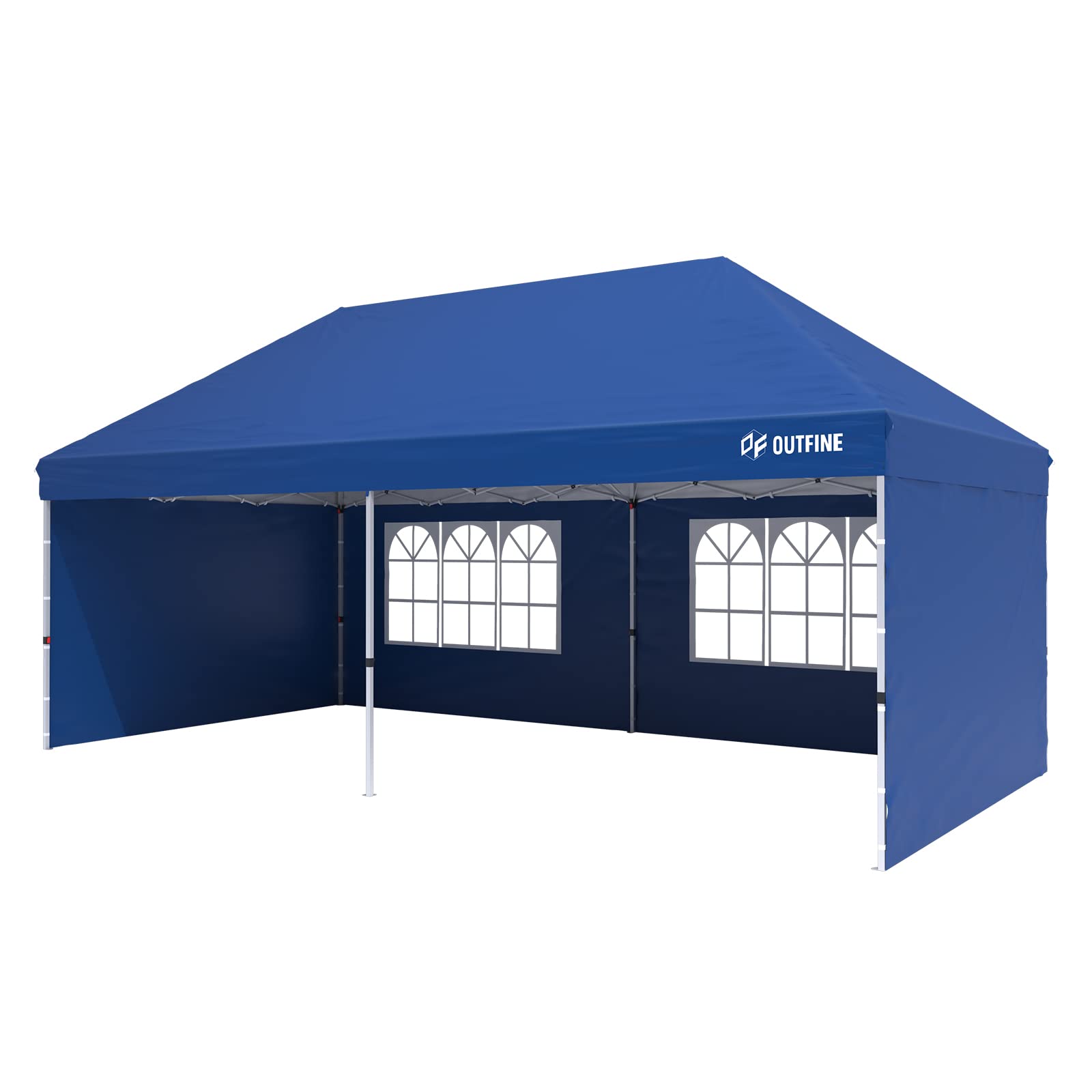 OUTFINE 10'X20' Pop Up Canopy Gazebo Commercial Tent with 4 Removable Sidewalls, 12 Stakes & 6 Ropes - Heavy Duty Outdoor Party Canopy for Backyard, Beach, Camping, Picnic, BBQ, and Events (Blue)