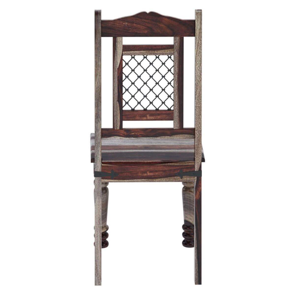 Florida Rustic Wood and Wrought Iron Dining Chair - Farmhouse Style Kitchen & Patio Seating for Home Decor