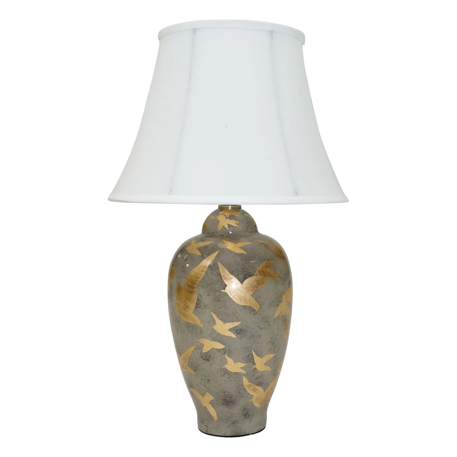 Ashford Small & Large Lamps - Charcoal Grey with Bird Pattern Finish - Perfect for Bedroom, Living Room & Office Decor