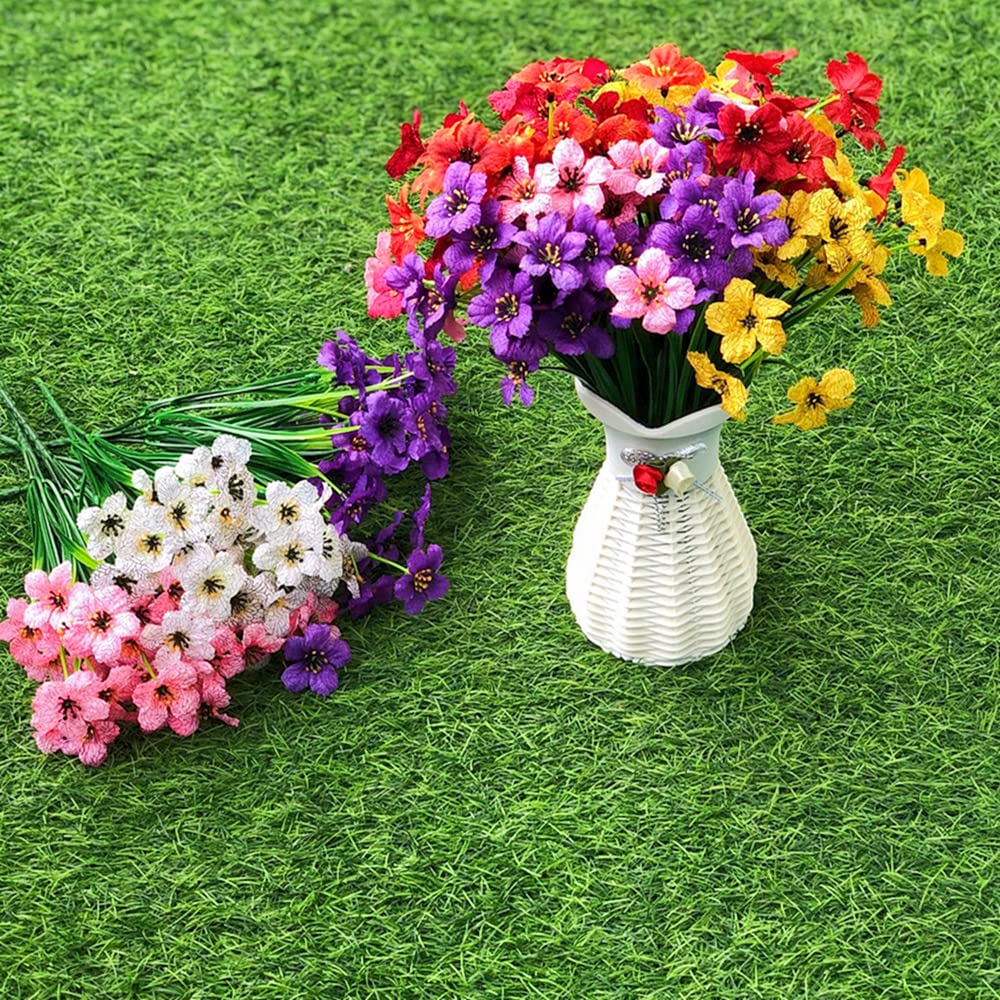 XIYUAN 12 Bundles UV Resistant Artificial Flowers - Fade Proof Fake Plants for Hanging Baskets, Window Boxes, Garden & Porch Decor (Purple) | Perfect for Home, Wedding & Outdoor Decoration