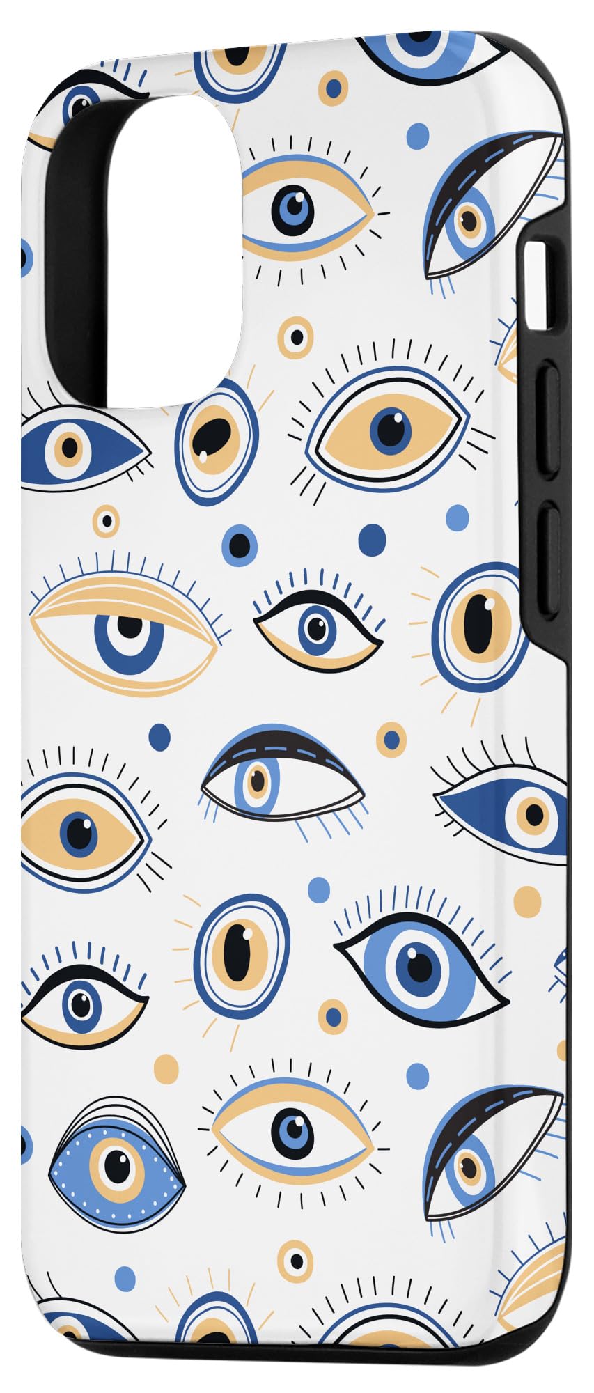 iPhone 12/12 Pro Evil Eye Amulet Phone Case - Good Vibes White Protective Cover for Daily Use & Travel