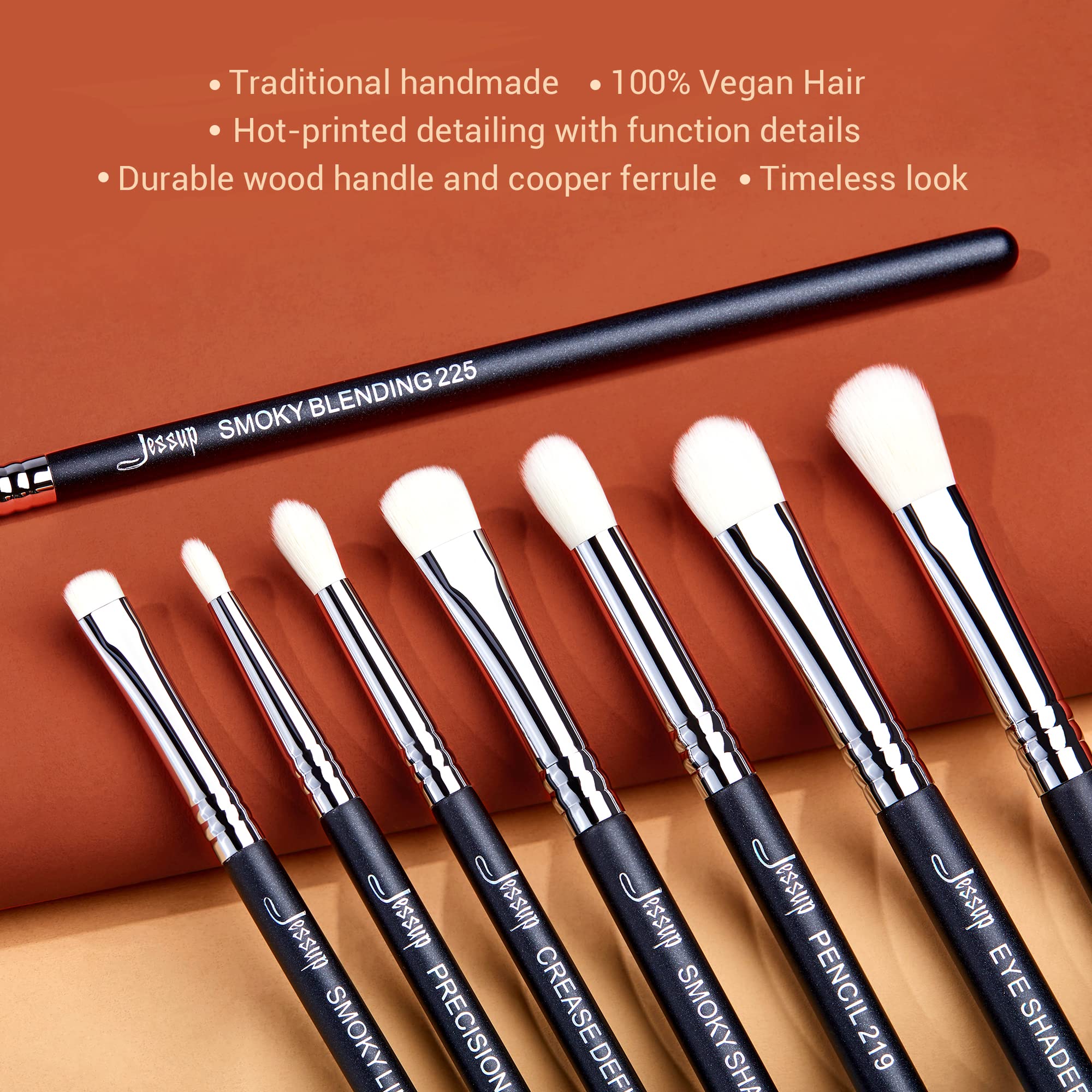Jessup 11pcs Professional Eyeshadow Brush Set for Makeup - Blending, Shading & Creasing