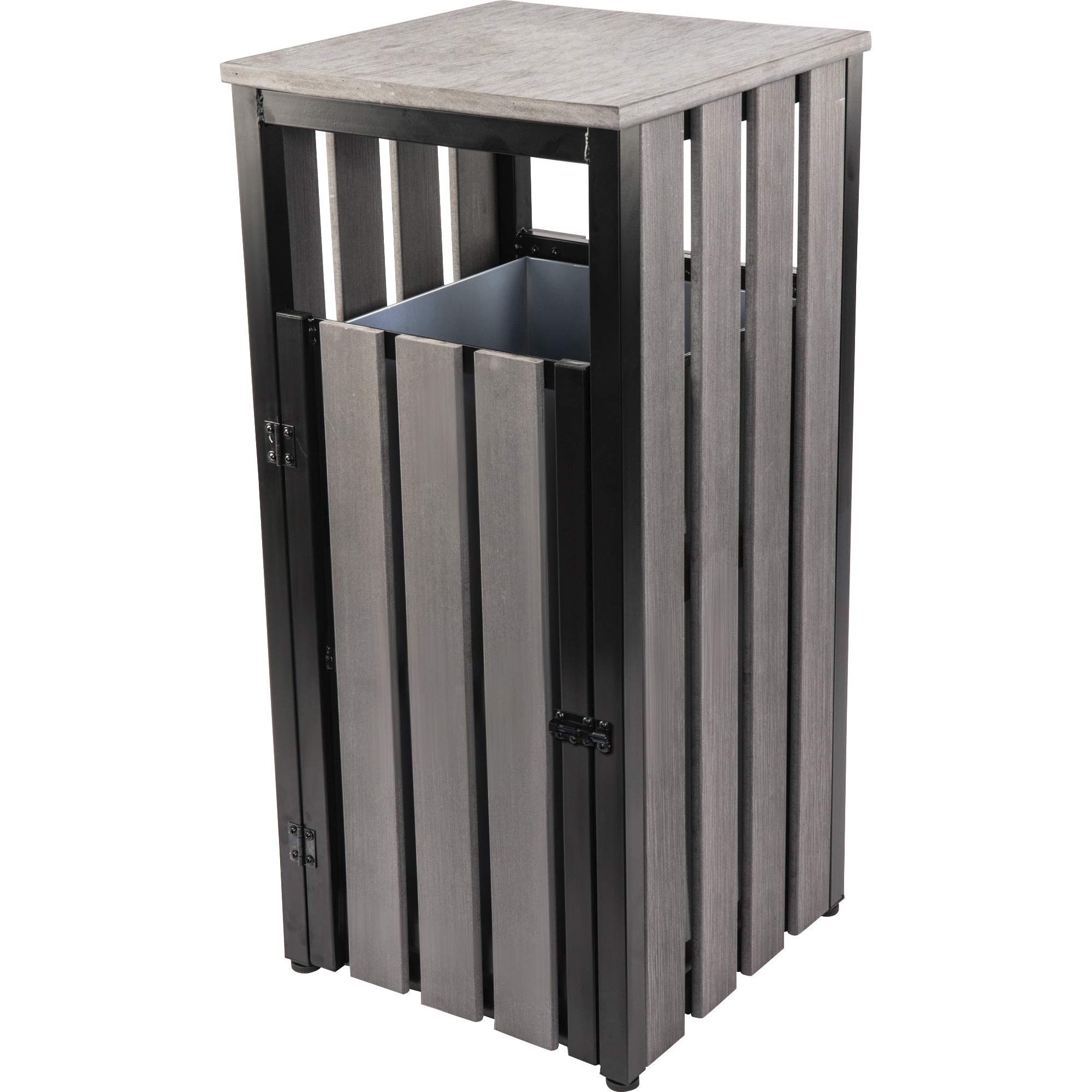 Lorell LLR42693 Outdoor Waste Bin - 1 Gallon Charcoal Trash Can for Patio, Garden, and Backyard Use