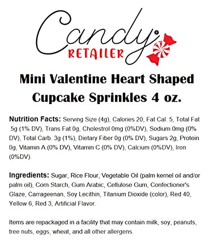Valentine's Day Heart Shaped Cupcake Sprinkles - 4oz Mini Candy Decorations for Baking, Desserts & Party Treats - Perfect for Valentine's Day, Weddings & Birthday Cakes