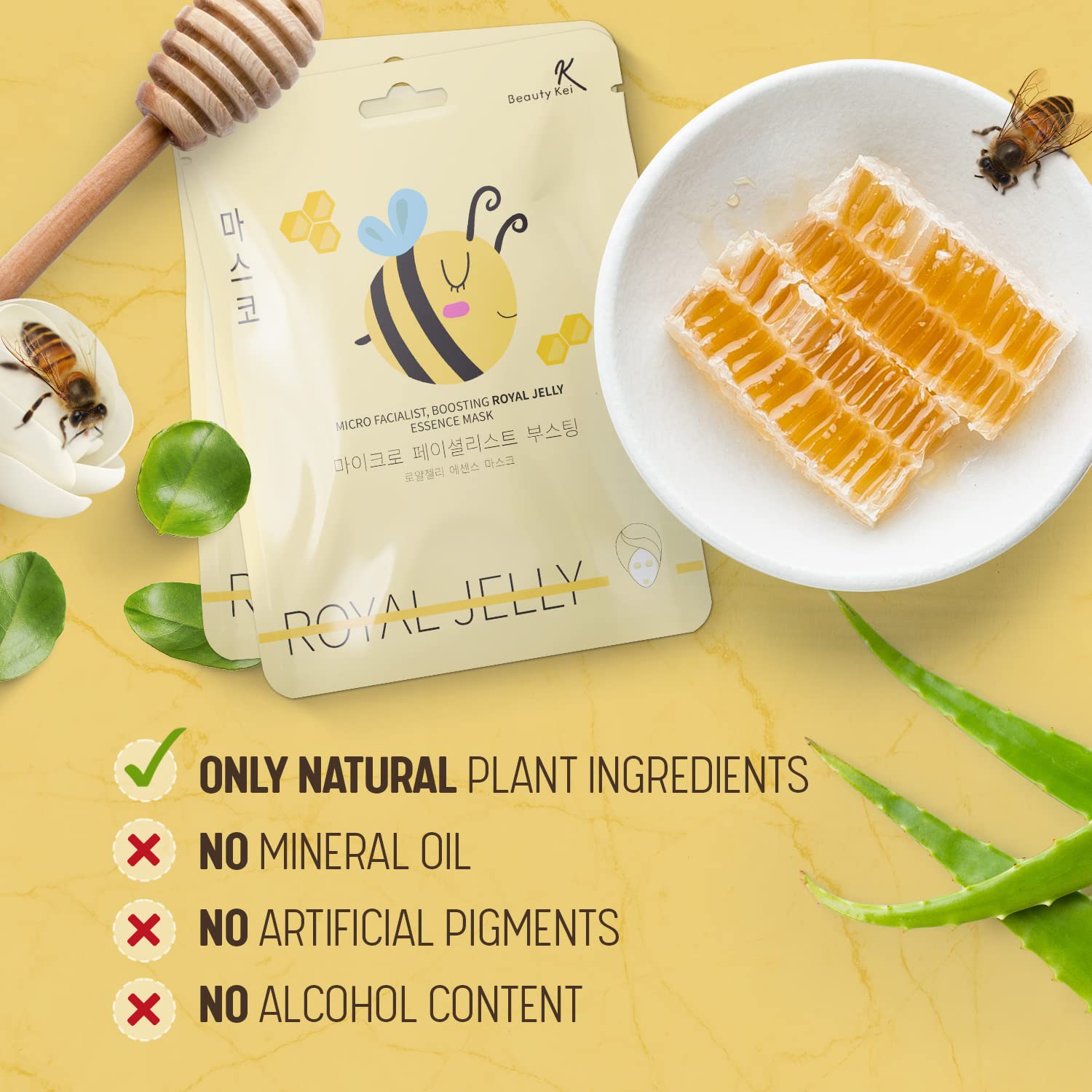 Korean Royal Jelly Face Mask - Anti-Aging & Deep Hydration (10-Pack) for Night Skincare Routine