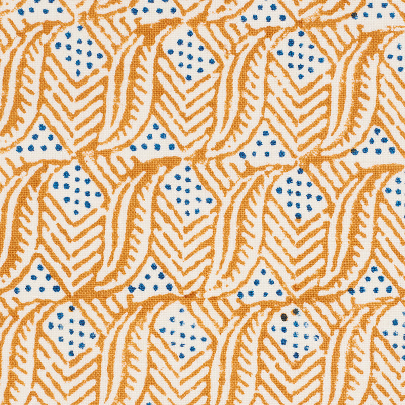 Handmade Indian Leaf Hand Block Printed Cotton Fabric - Copper Blue Traditional Textile for Home Decor, Clothing & DIY Crafts