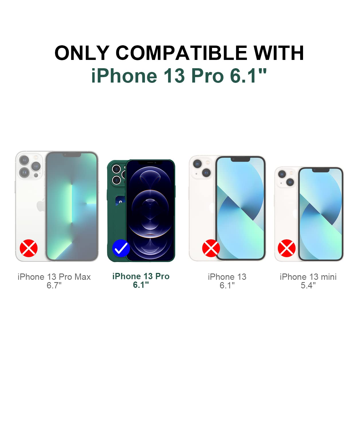 Premium Shock-Absorbing Silicone Card Case for iPhone 13 Pro (6.1 inch) - Slim Wallet Phone Cover with Secure Card Holder - Perfect for Everyday Use, Travel & Hands-Free Convenience (Teal)