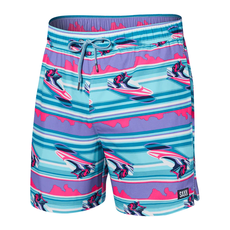 SAXX Men's 5-Inch Oh Buoy 2-in-1 Volley Swim Trunks with Pouch Liner - Quick-Dry Board Shorts for Swimming, Beach, Jetski & Pool Activities