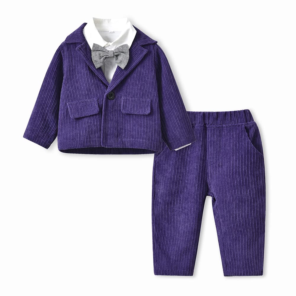 Baby Boy's 3-Piece Formal Suit Set - Bowtie, Shirt, Blazer & Pants for Weddings & Special Occasions | Gentlemen Outfit for Infants & Toddlers