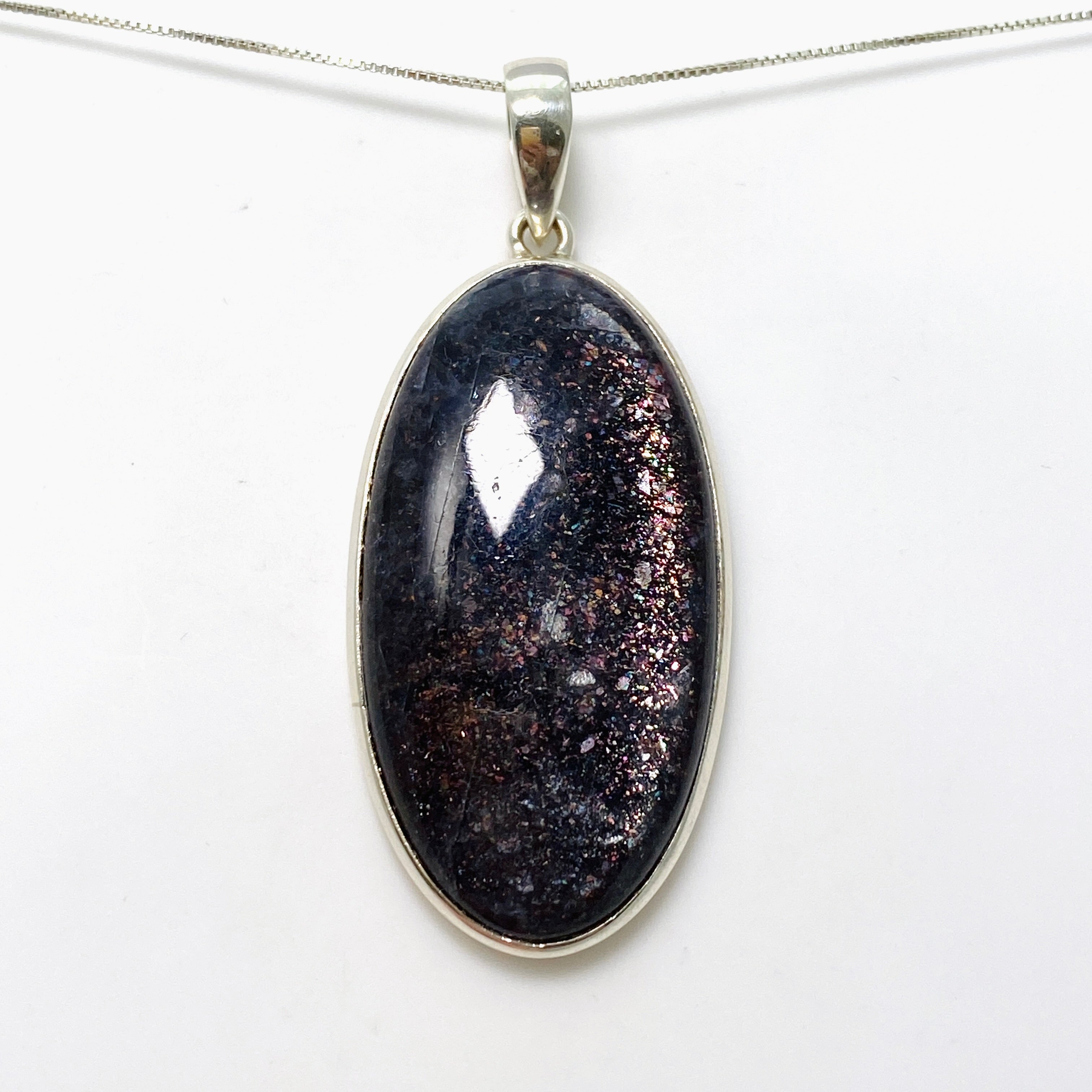 Natural Iolite Sunstone Oval Cabochon Pendant Necklace - PPGJ876 | Healing Crystal Jewelry for Meditation & Energy Balancing