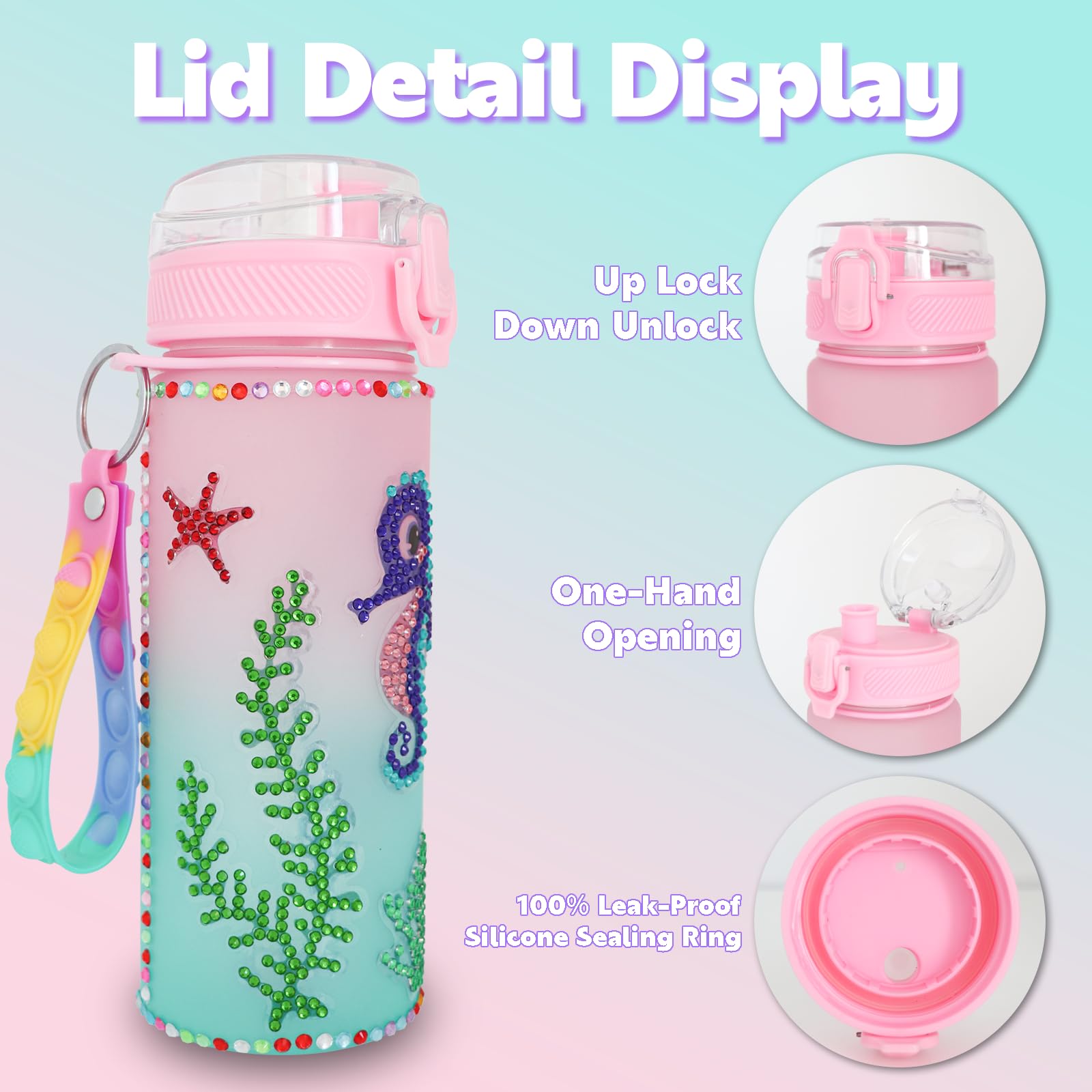 **DIY Unicorn Diamond Painting Water Bottle Kit for Girls Ages 4-12 - Creative Arts & Crafts Gift for School, Birthday & Christmas - Personalized Reusable Kids Water Bottle for Daily Use, Sports & Outdoor Activities**