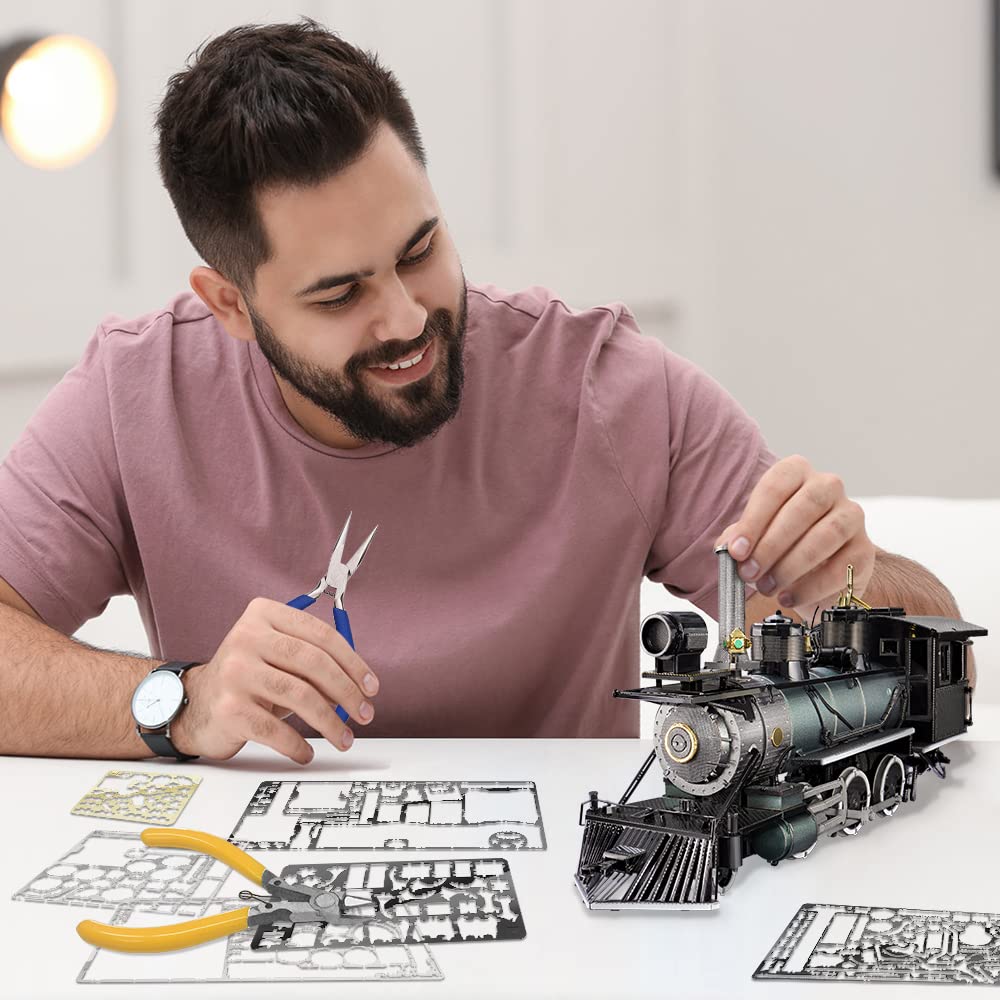 Piececool 3D Metal Puzzle for Adults - Mogul Steam Engine Model Kit | Challenging DIY Building Kit for Hobbyists | Perfect Birthday & Christmas Gift for Engineers & Collectors | Great for Home Decoration, Office Display & STEM Education