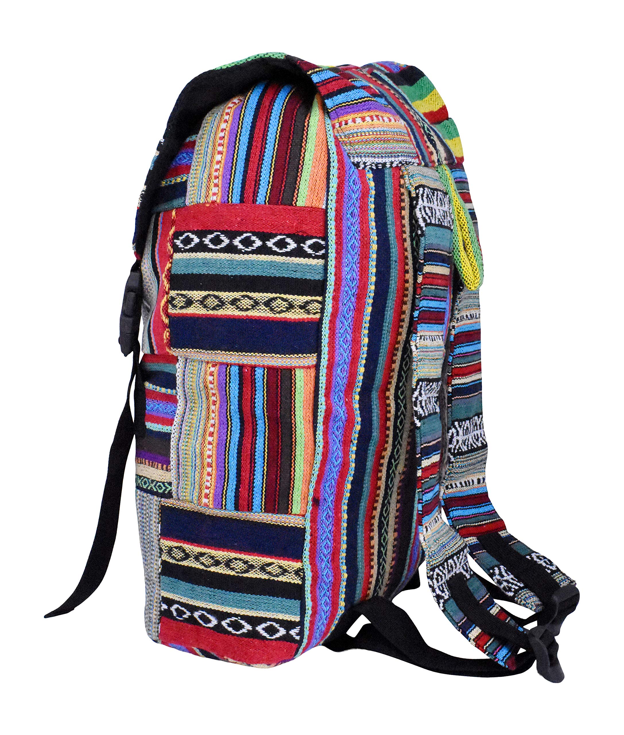 Bohemian Backpack for Women & Men - Large Boho Backpack Purse with Hippie Style, Rasta Design - Perfect for Travel, Festival, Beach & Everyday Use