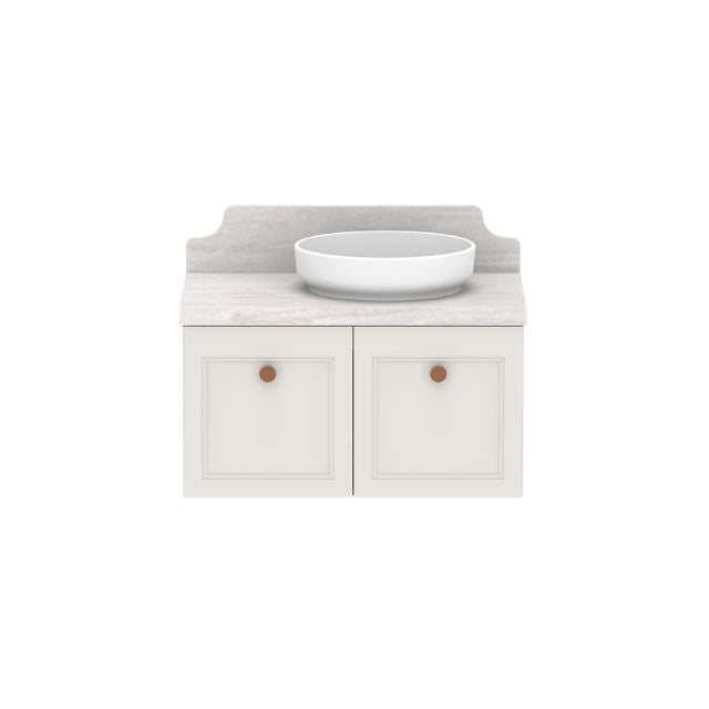 ADP Mabel Wall Mounted Vanity with Cherry Pie Premium Solid Surface Countertop - Modern Bathroom Sink for Small Spaces & Powder Rooms