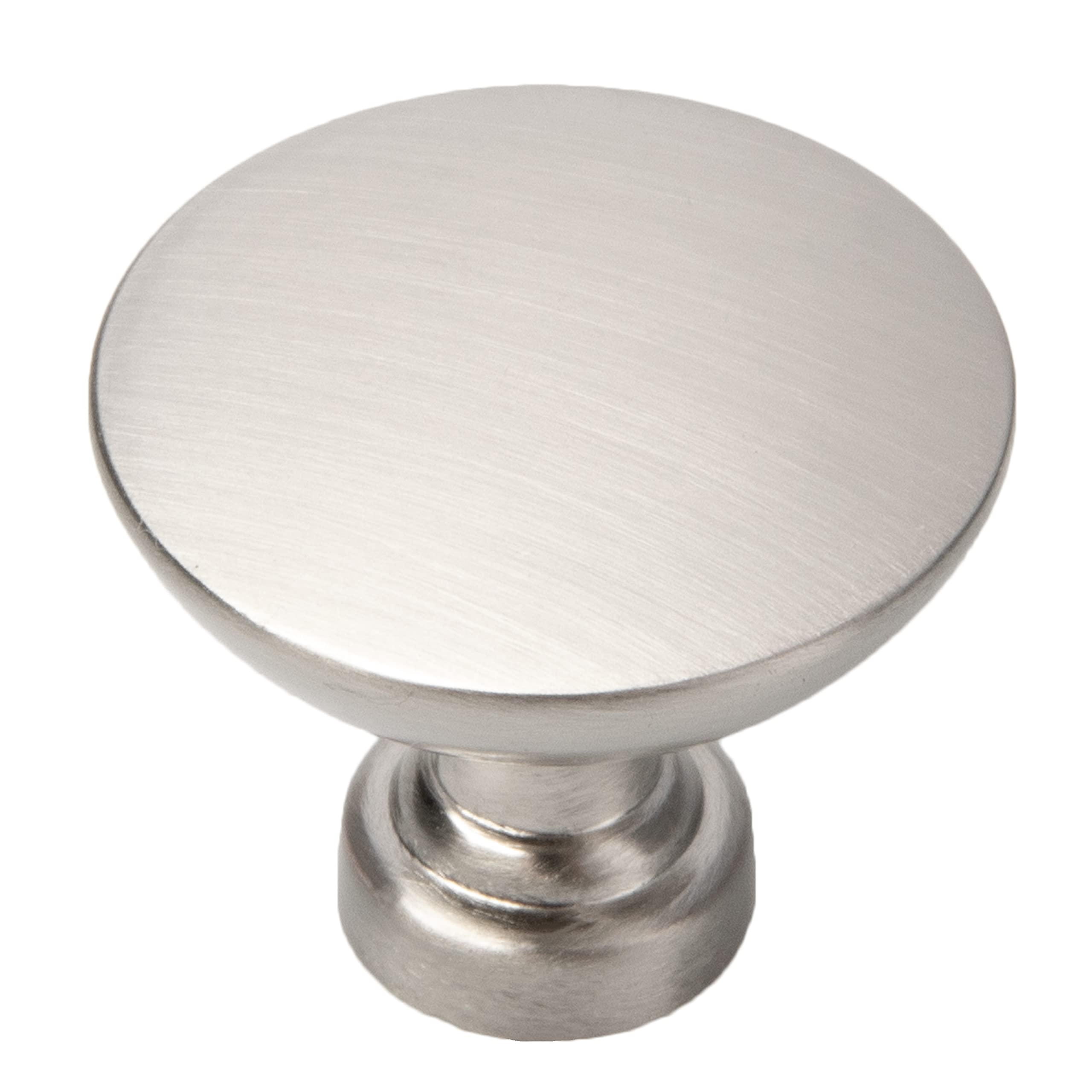 Ilyapa Satin Nickel Kitchen Cabinet Knobs - 10 Pack Round Drawer Pulls Handles for Cabinets & Dressers - Durable Cabinet Hardware for Modern & Farmhouse Style Kitchens