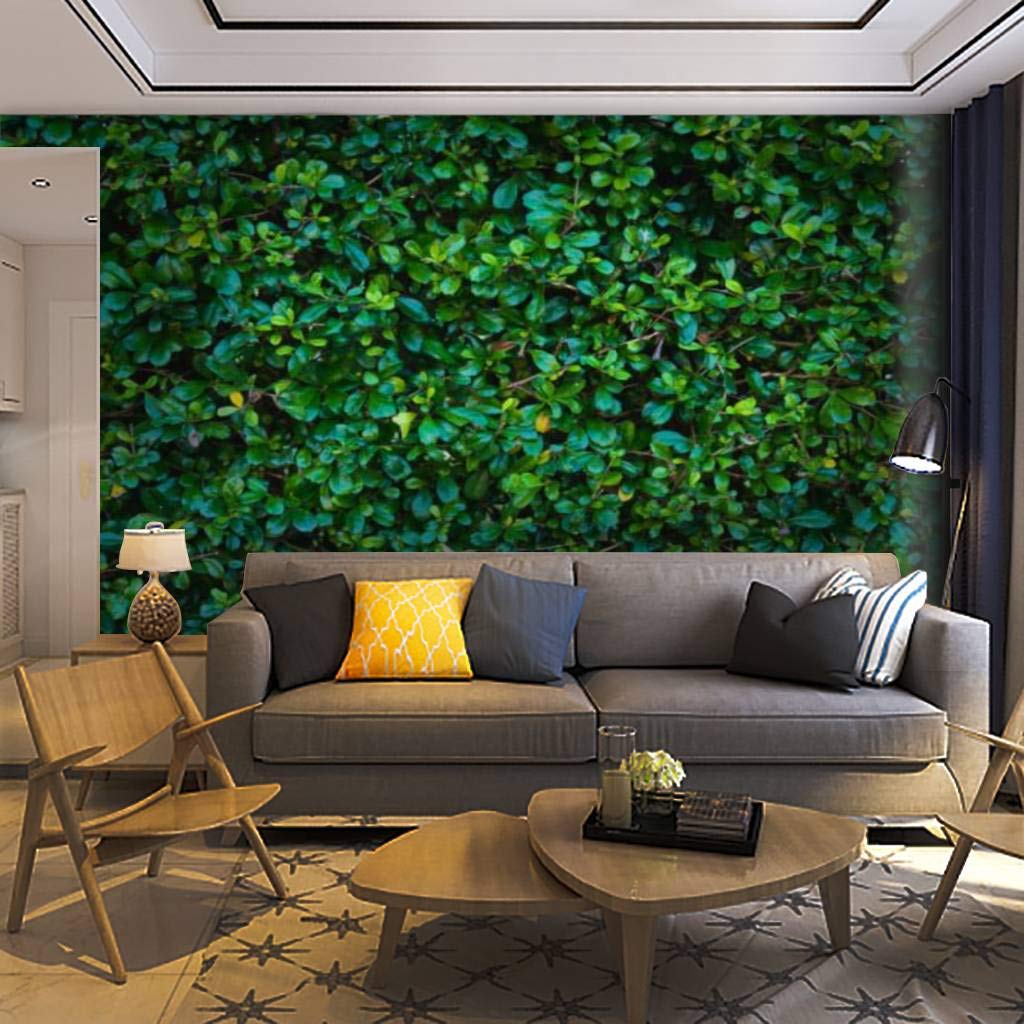 Beautiful Green Leaves Wall Mural - Self-Adhesive Removable Peel & Stick Wallpaper for Living Room, Bedroom, Nursery | Country House Seamless Background Decor | Home Craft Wall Decal & Poster Sticker